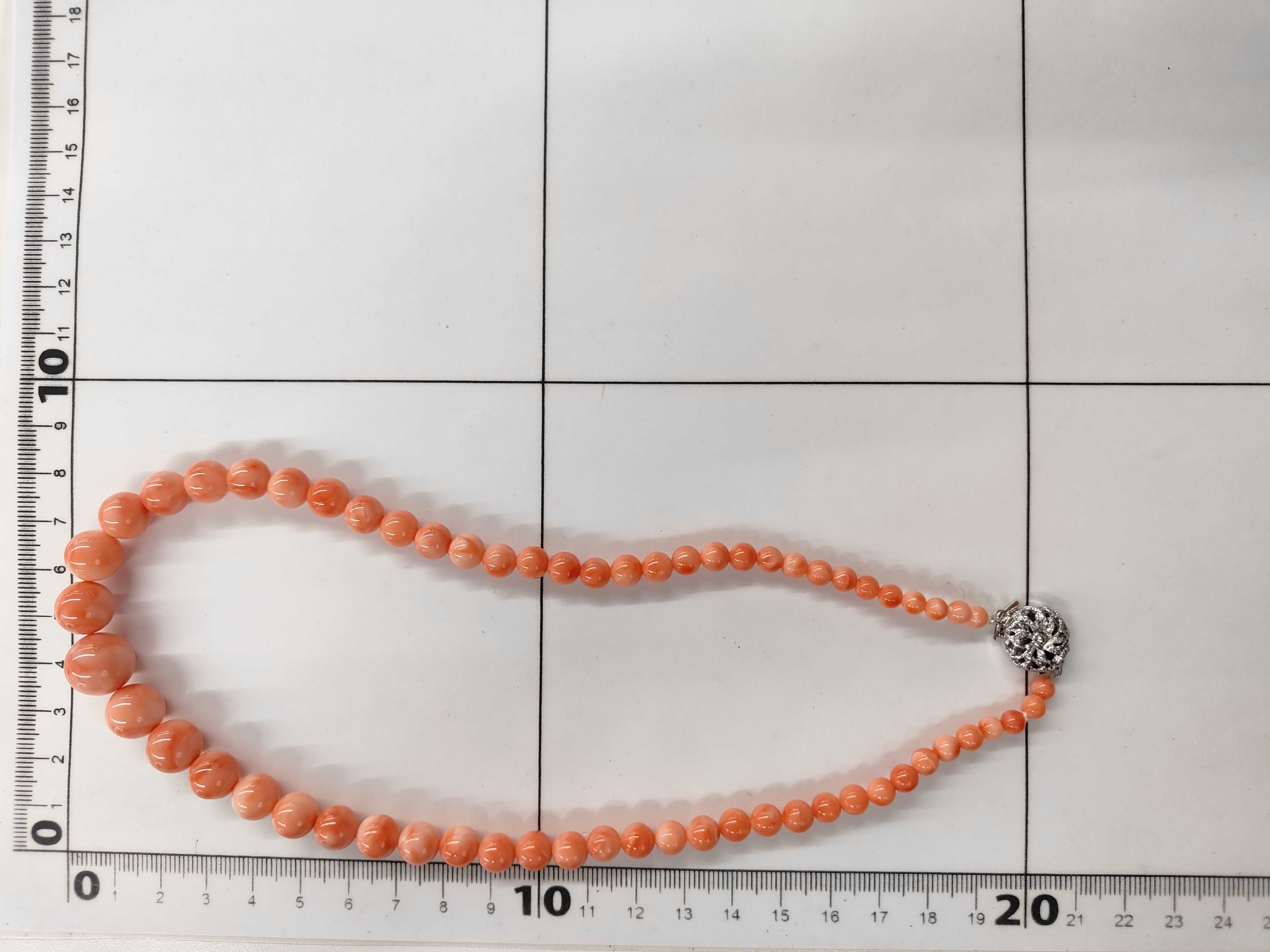 Graduated Salmon Pink Angel Skin Coral Bead Necklace