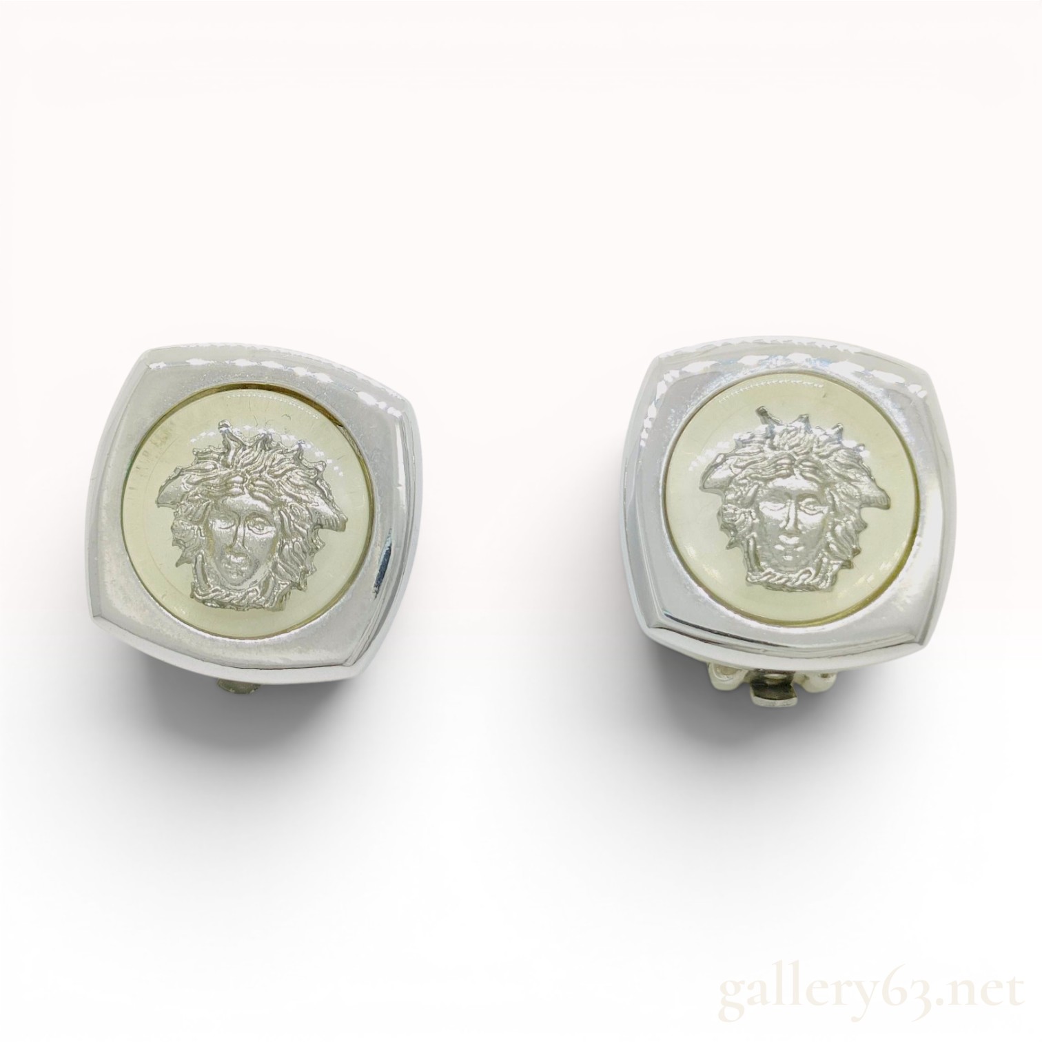 A Pair of Vintage Gianni Versace Silver-Toned Medusa Clip-On Earrings