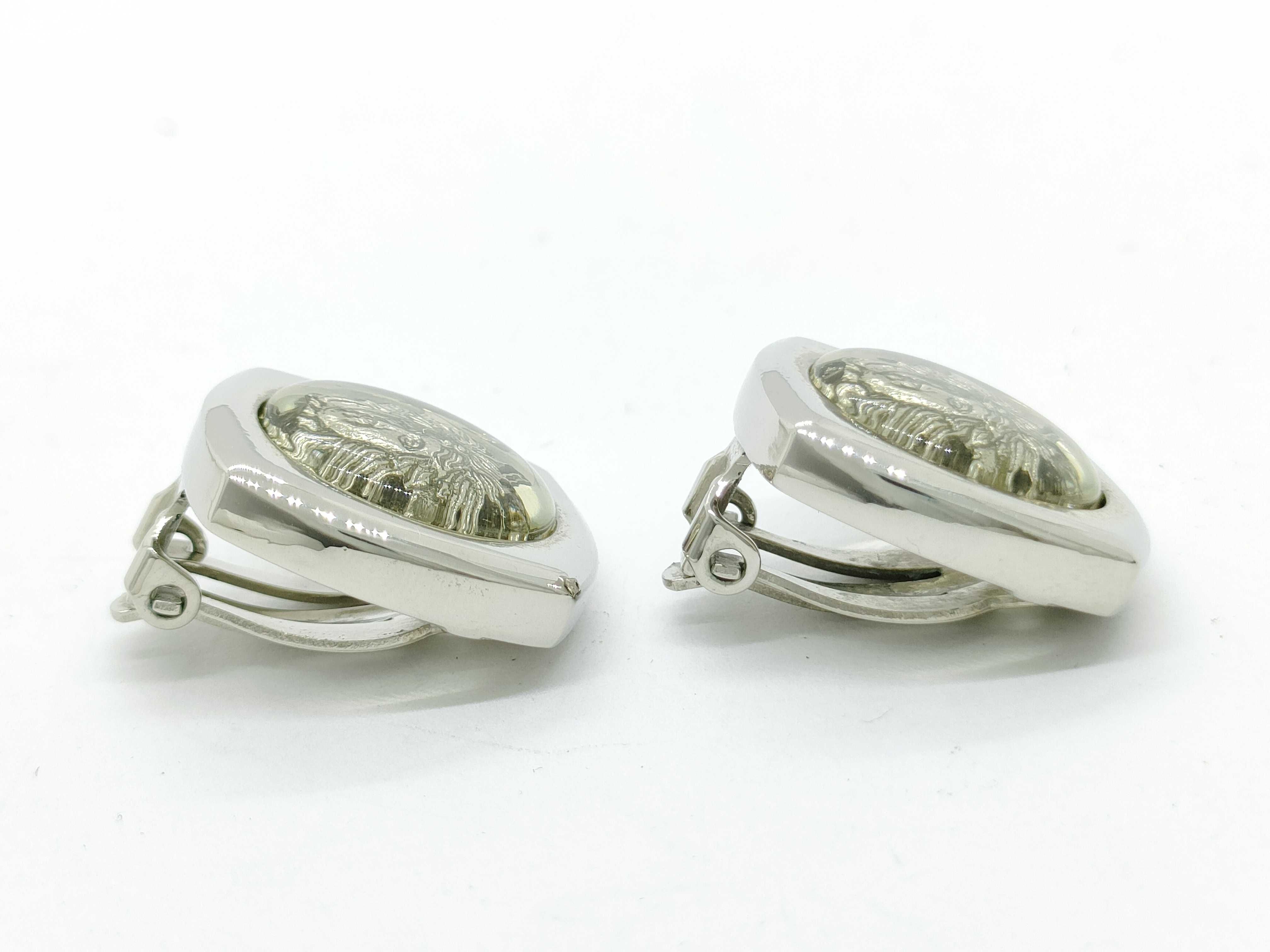 A Pair of Vintage Gianni Versace Silver-Toned Medusa Clip-On Earrings