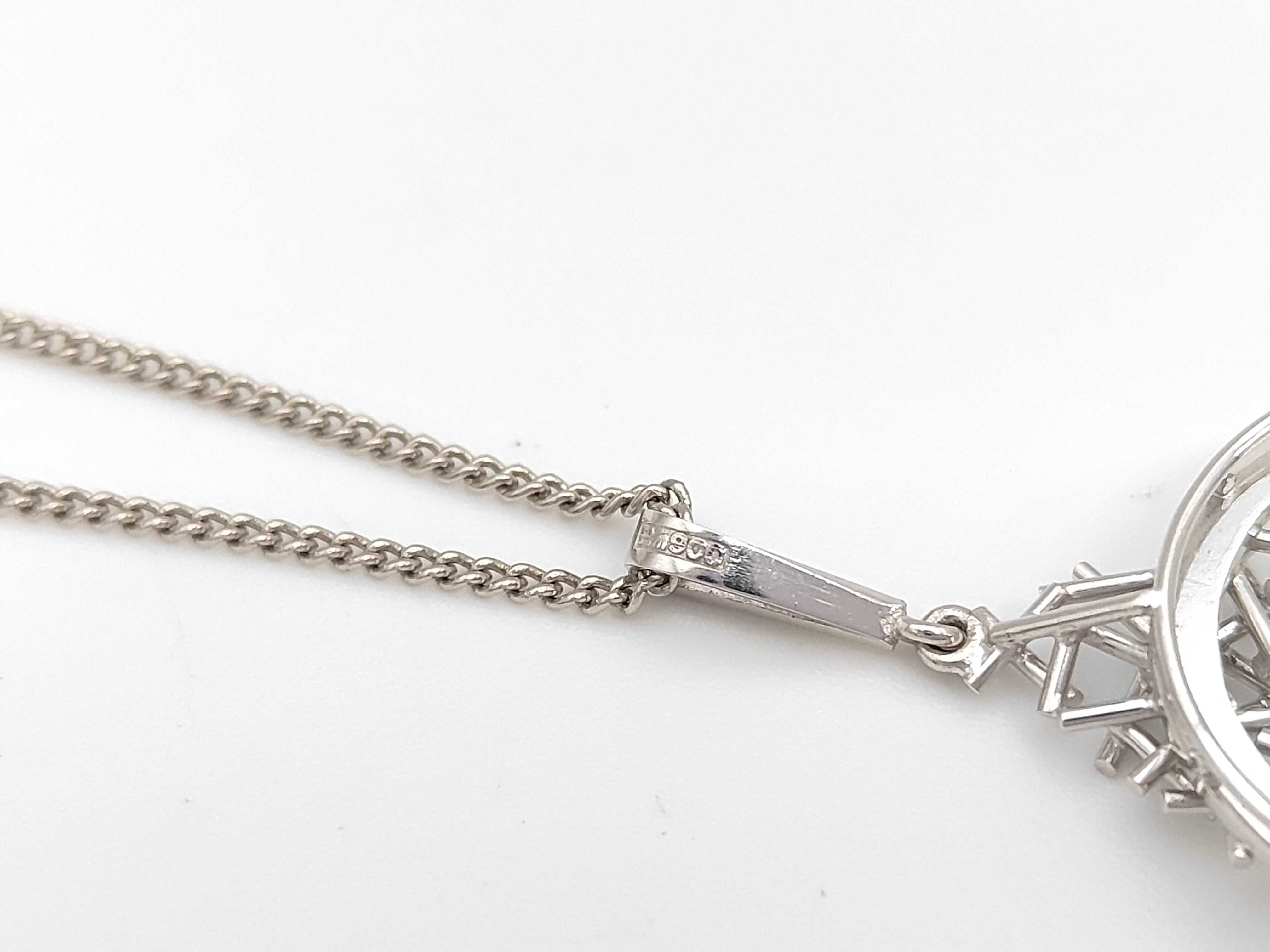 Japanese Modernist.900 Platinum Jadeite Jade and Diamond Pendant Necklace