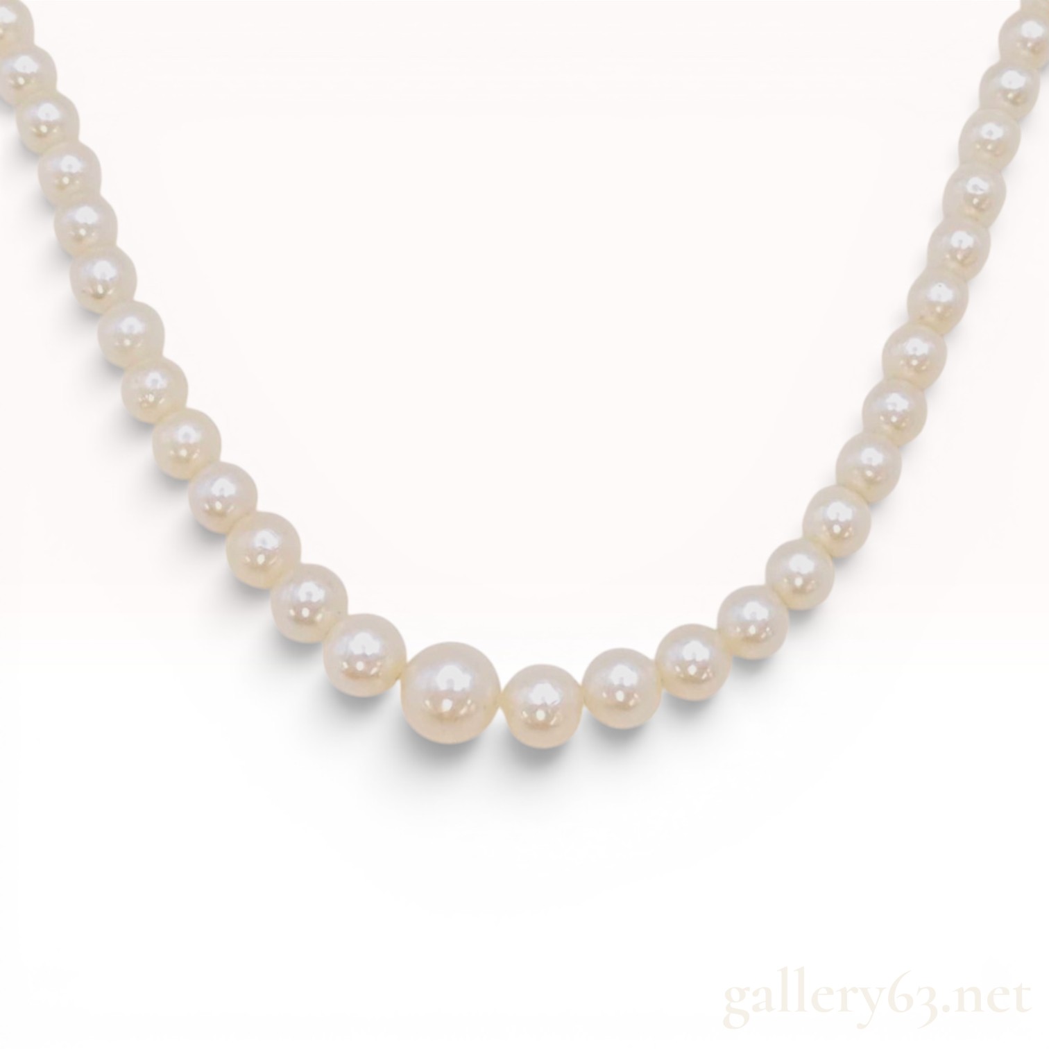 Vintage Graduated Semi-Round Pearl Necklace with Silver Clasp