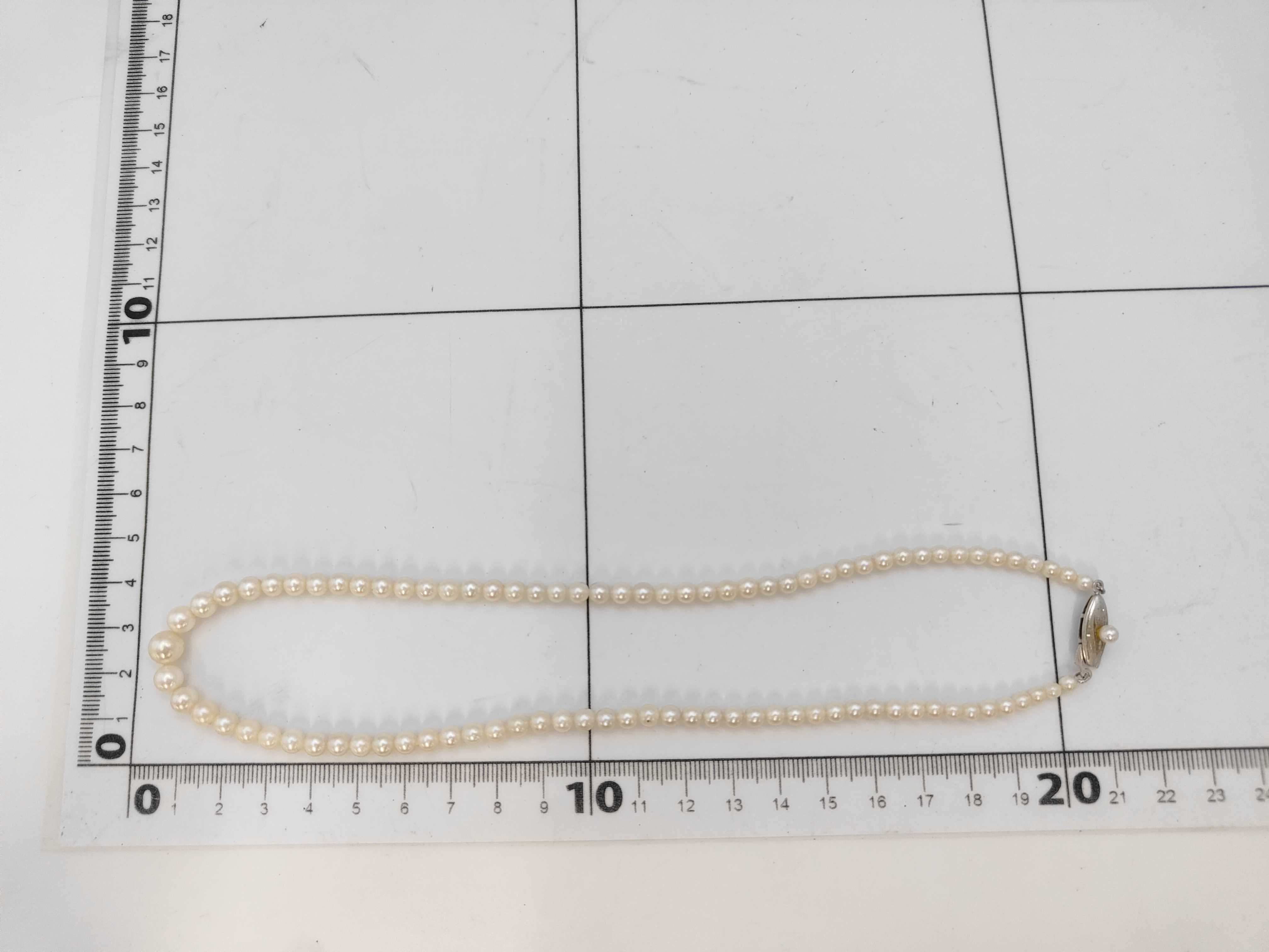 Vintage Graduated Semi-Round Pearl Necklace with Silver Clasp