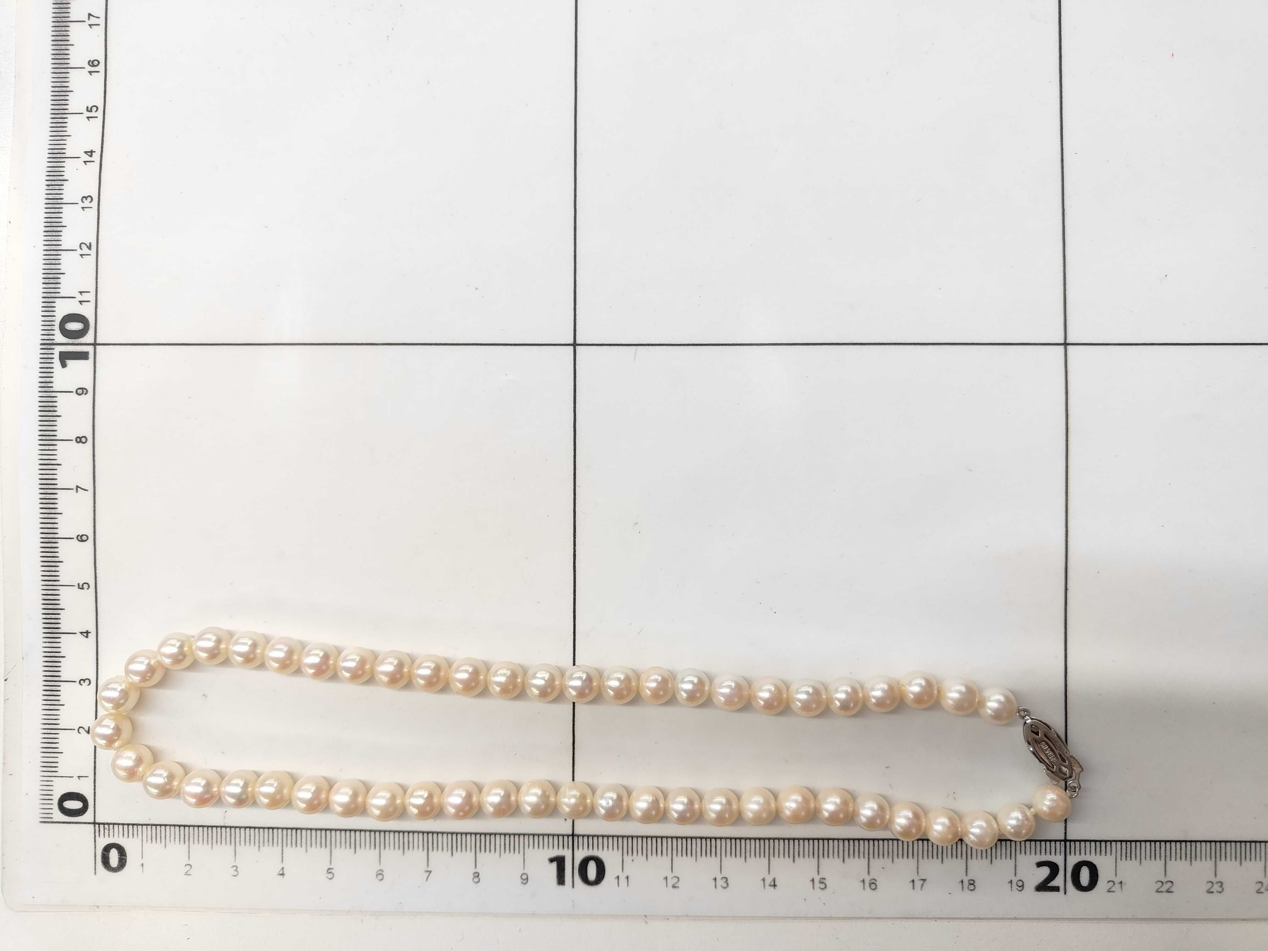 Single-Strand Semi-Round Cultured Pearl Necklace with Silver Clasp