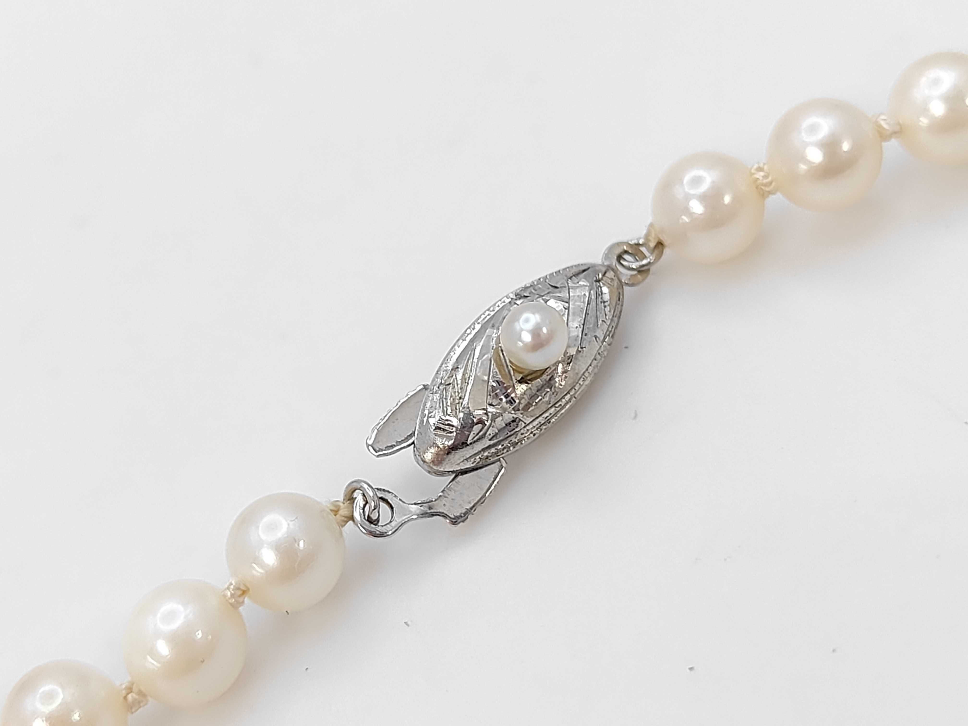 Long Cultured Pearl Necklace with Silver Filigree Clasp