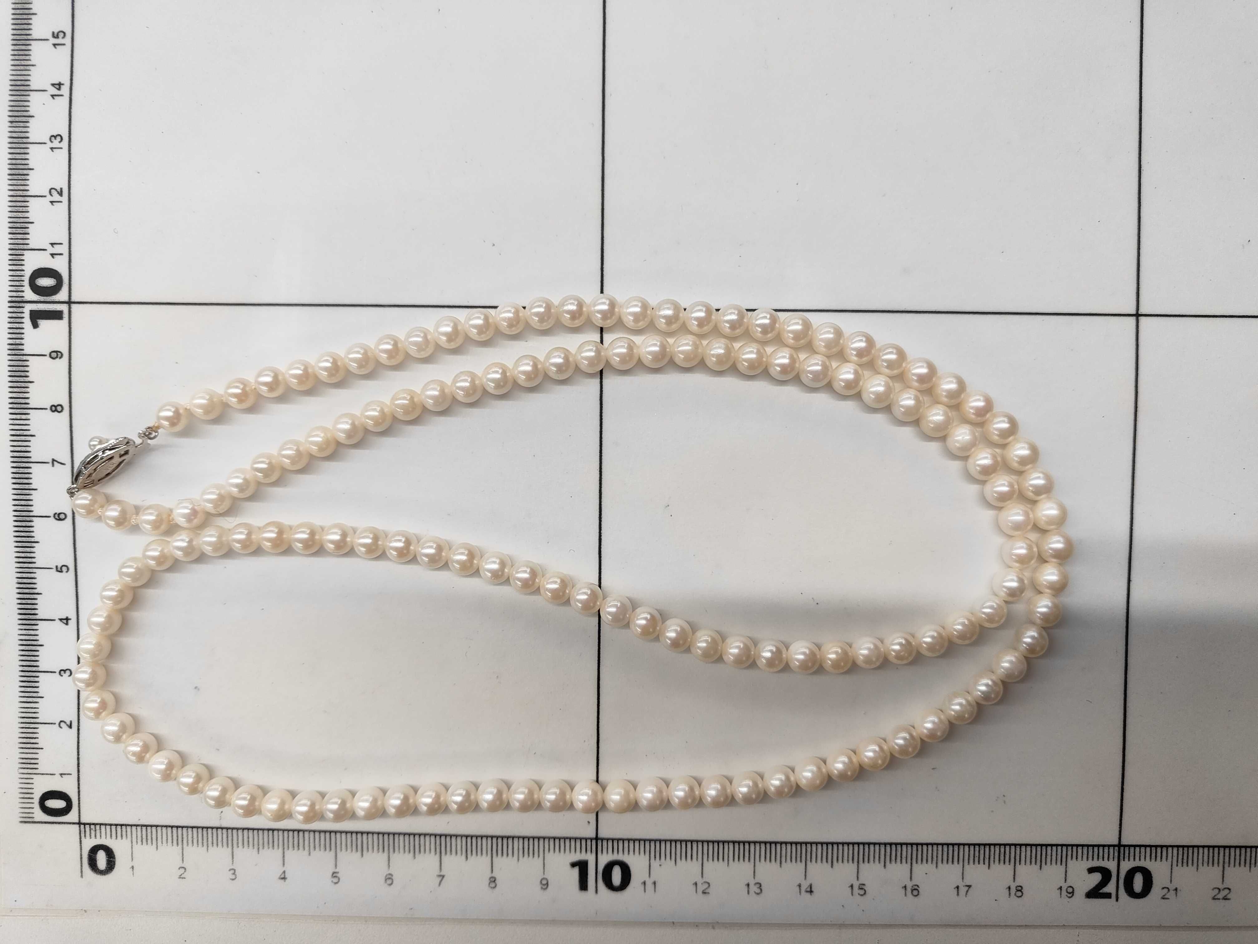 Long Cultured Pearl Necklace with Silver Filigree Clasp