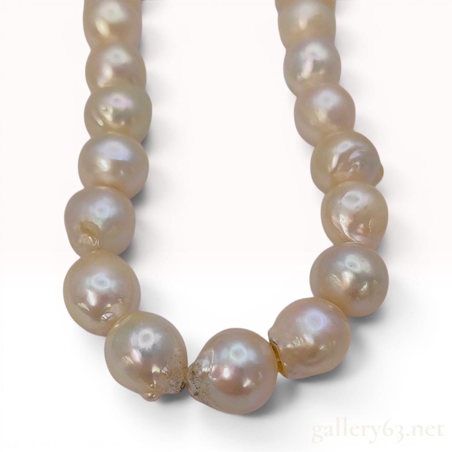 Cultured Semi-Round Pearl Necklace with Floral Silver Clasp