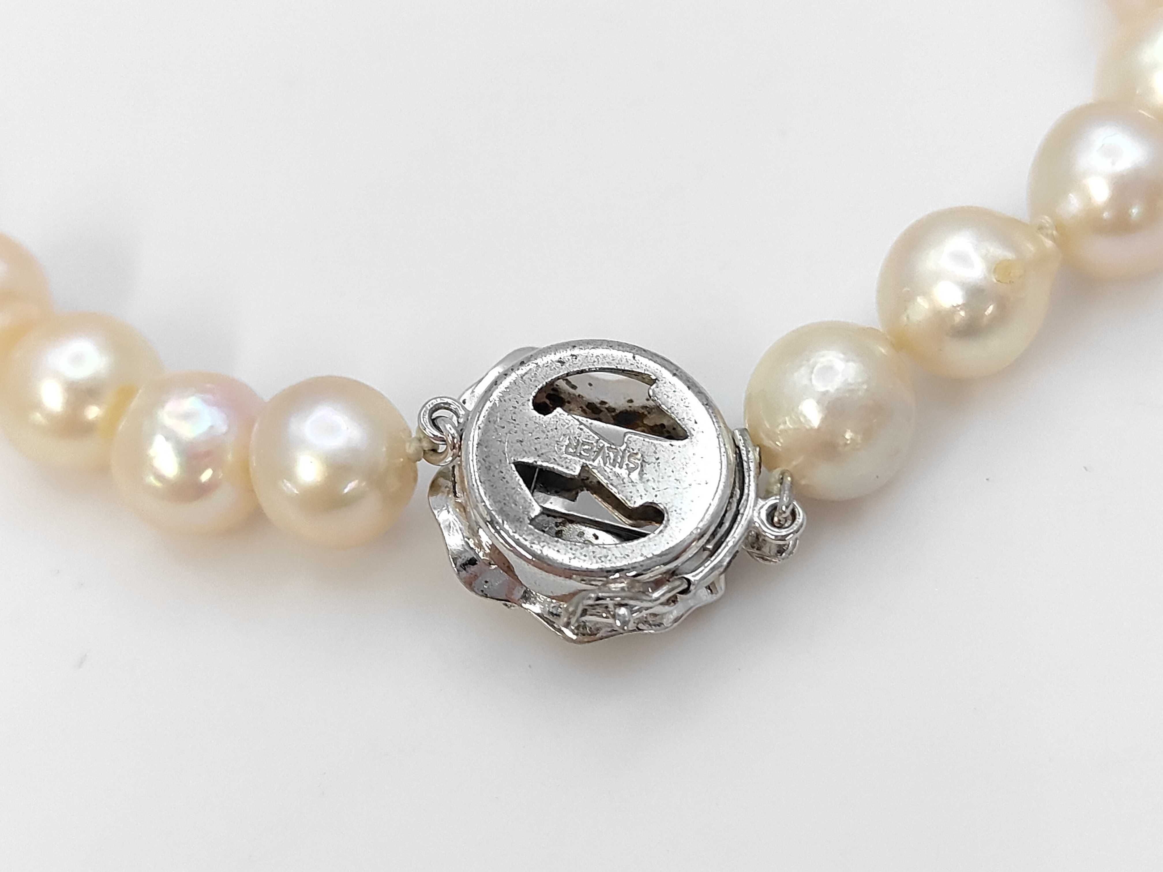 Cultured Semi-Round Pearl Necklace with Floral Silver Clasp