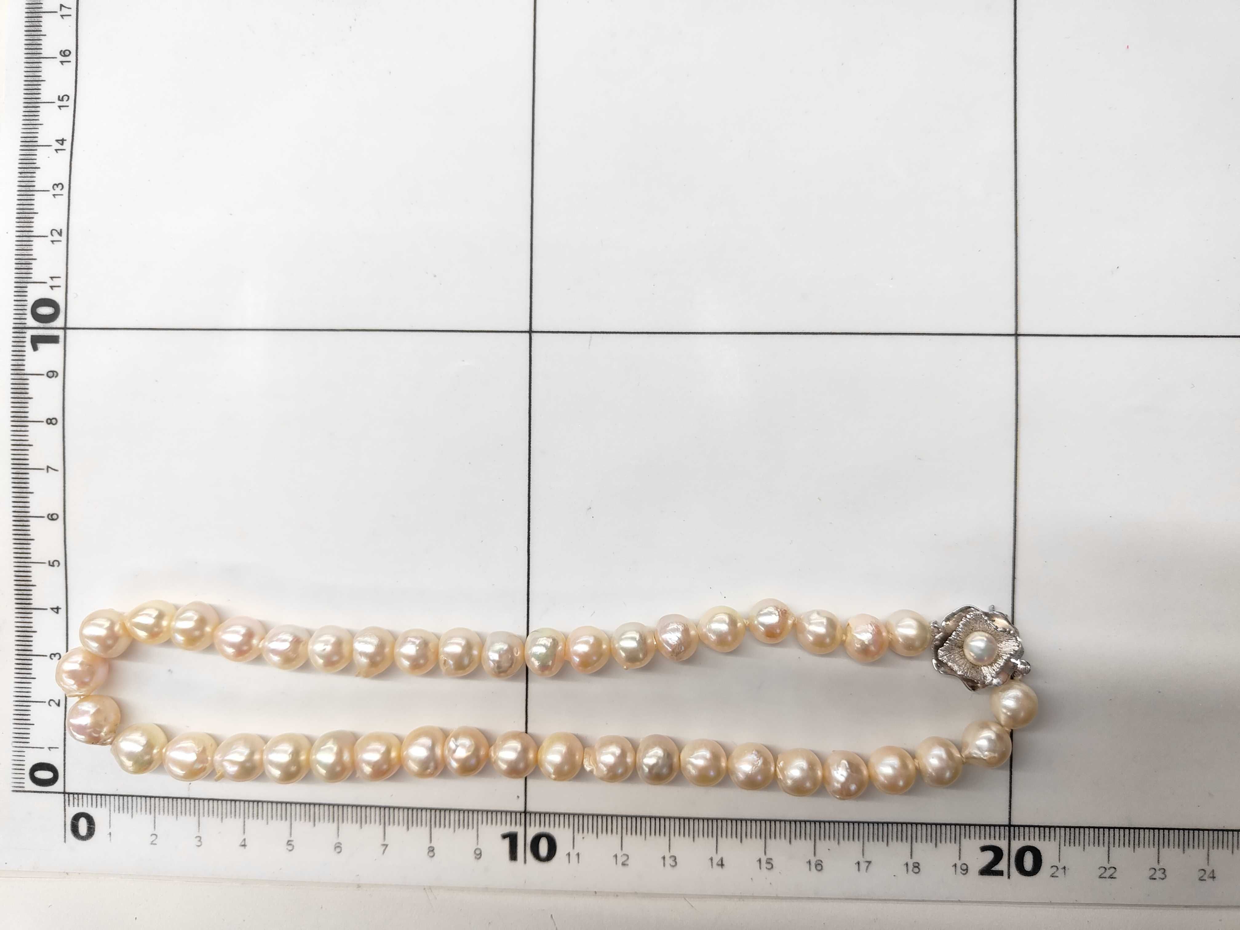 Cultured Semi-Round Pearl Necklace with Floral Silver Clasp