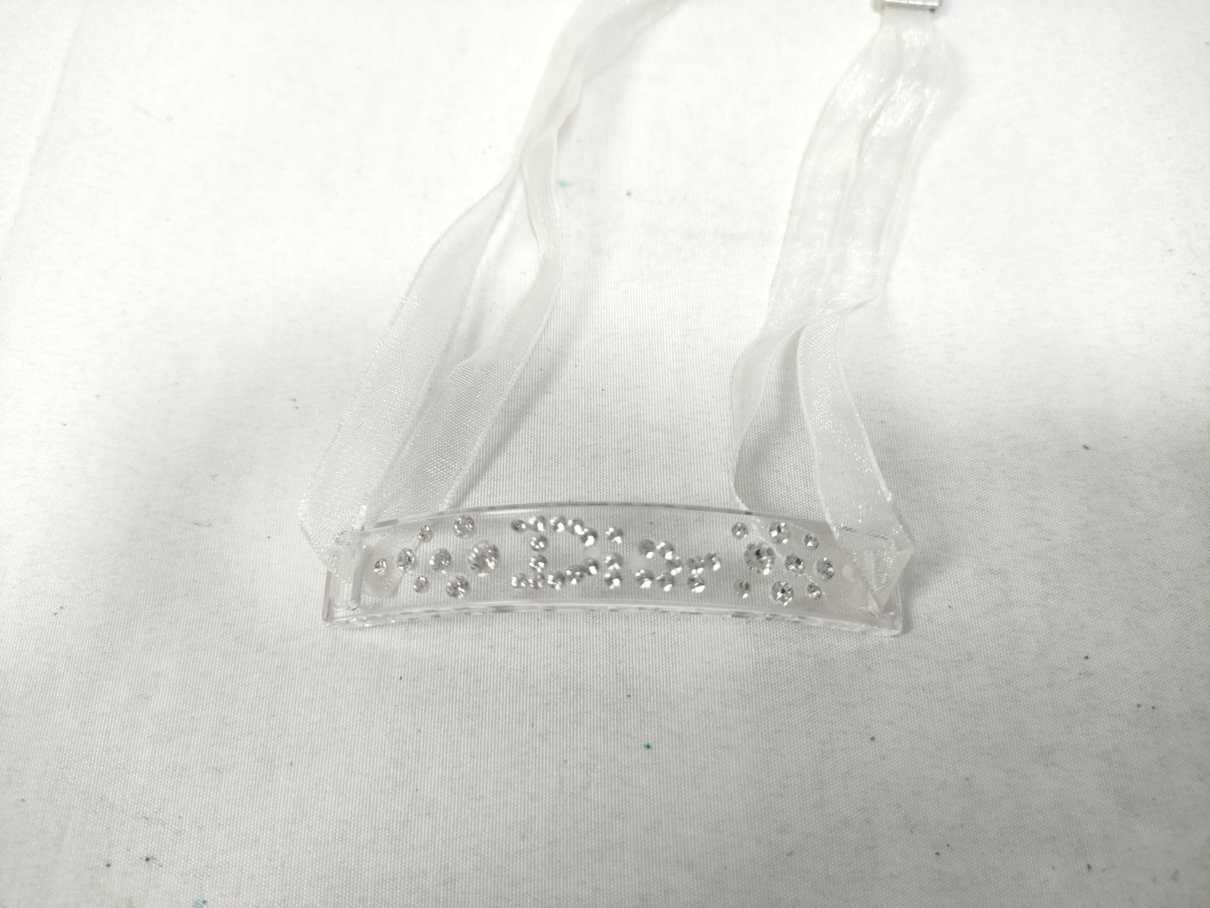 Christian Dior Crystal Logo Ribbon Choker Necklace