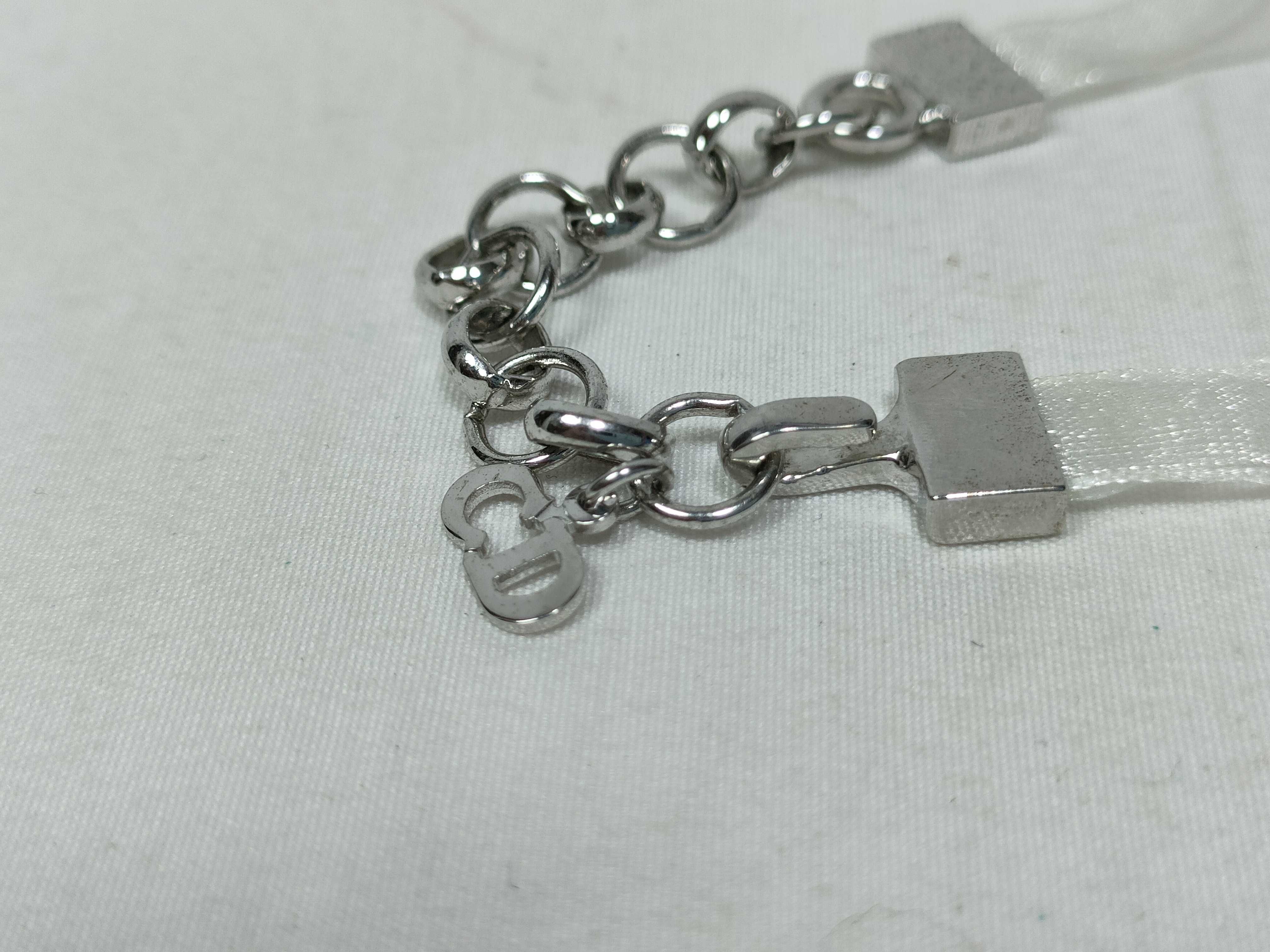 Christian Dior Crystal Logo Ribbon Choker Necklace