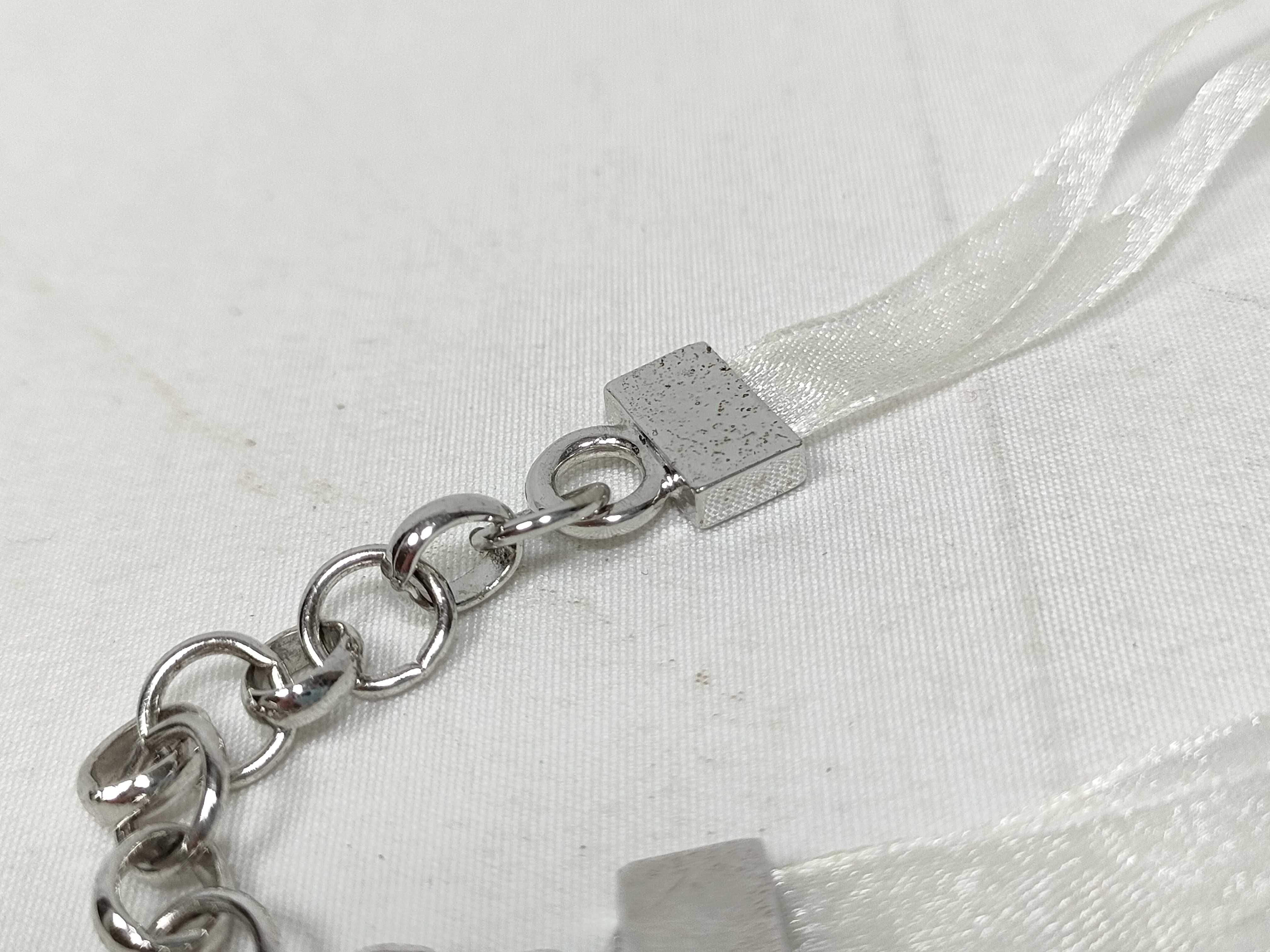 Christian Dior Crystal Logo Ribbon Choker Necklace