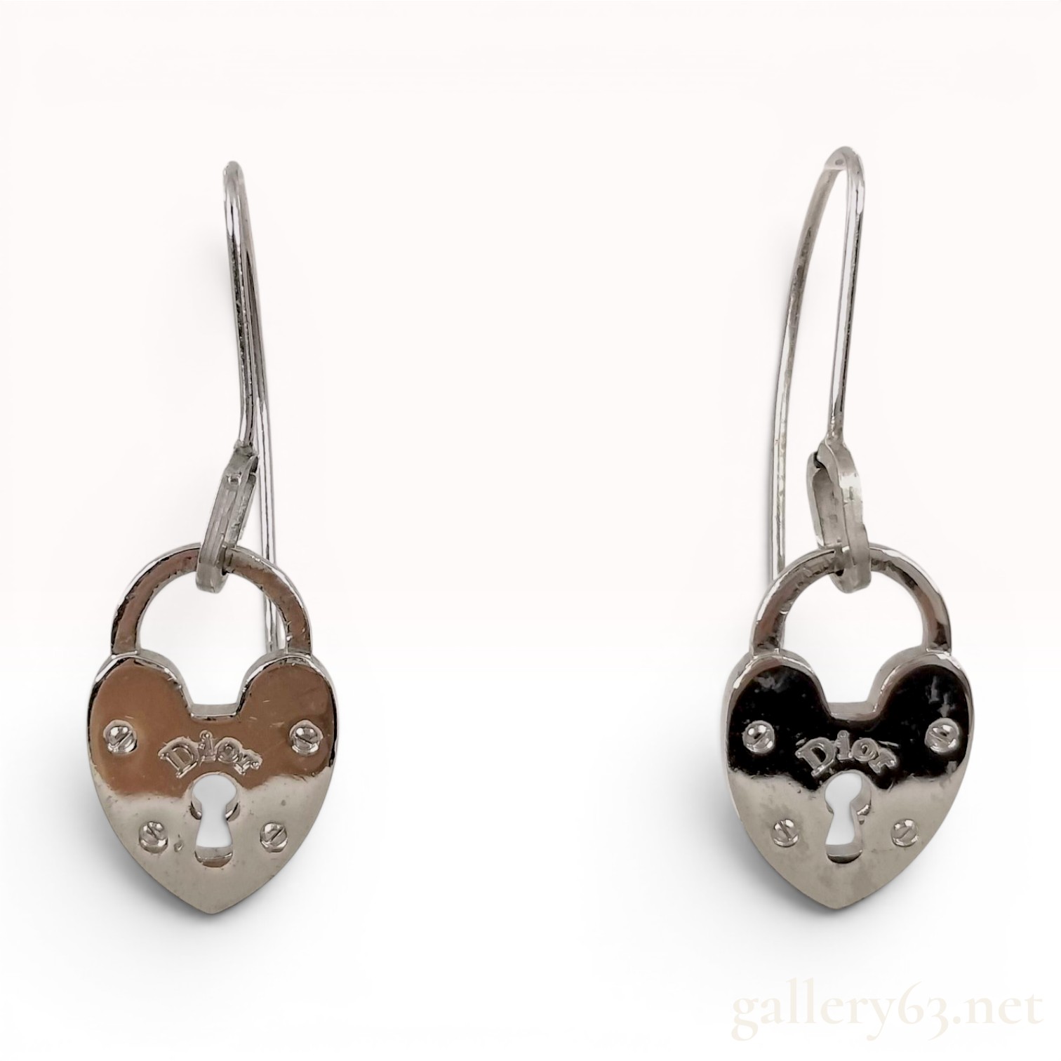 A Pair of Christian Dior Heart Padlock Drop Earrings