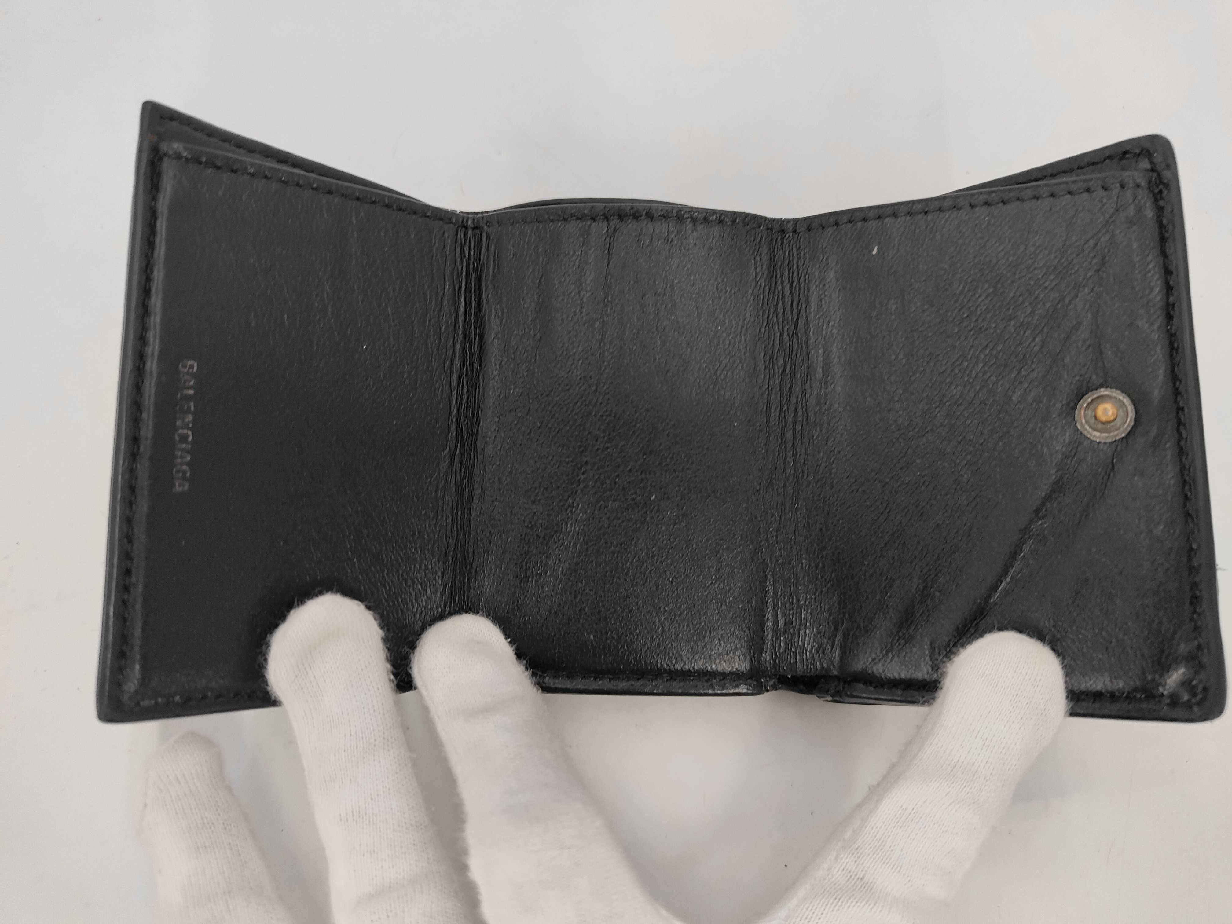 Balenciaga Hourglass Mini Trifold Wallet in Black Croc-Embossed Leather