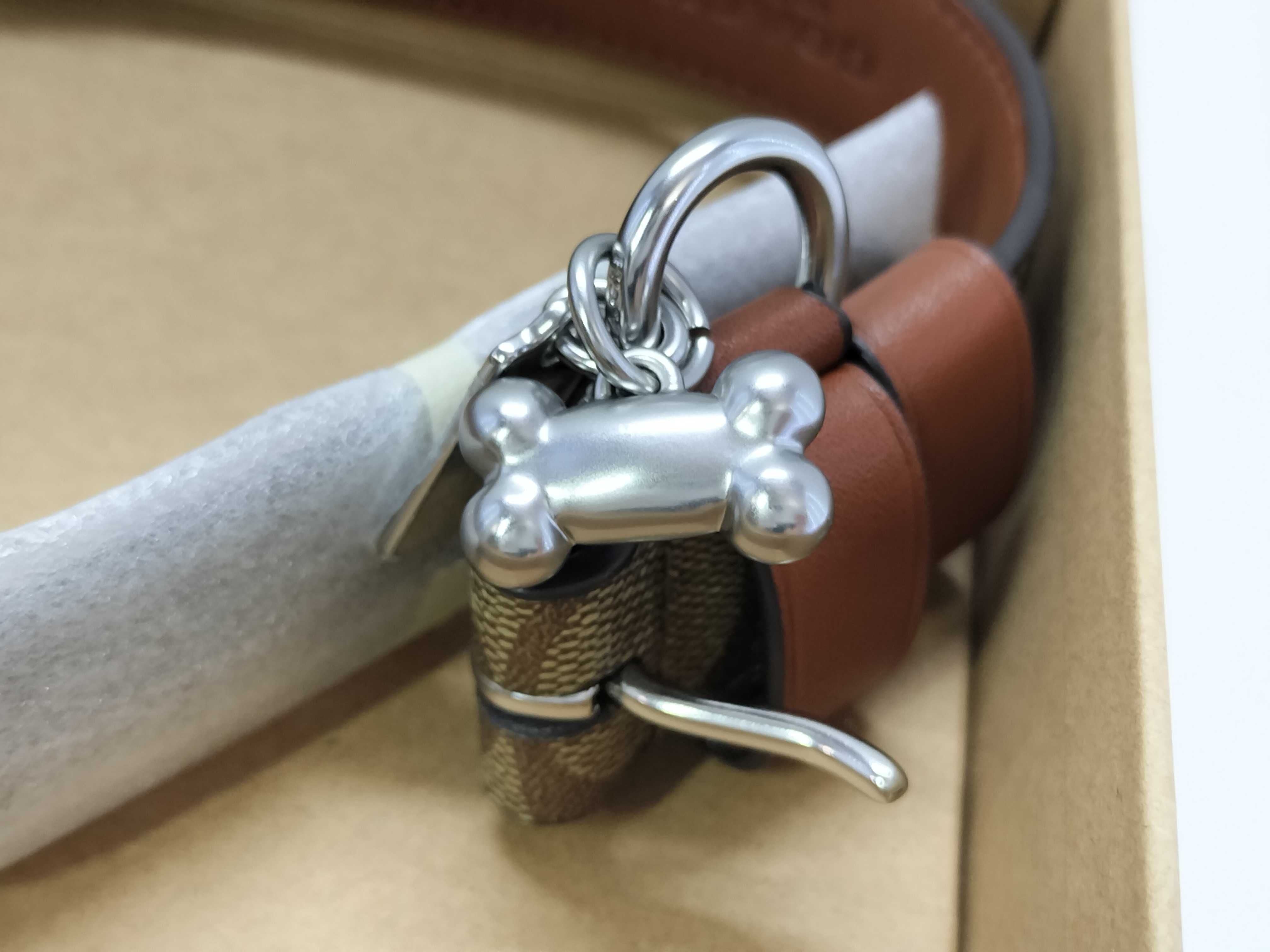 Coach Large Signature C Coated Canvas and Leather Dog Collar CH154 with Box