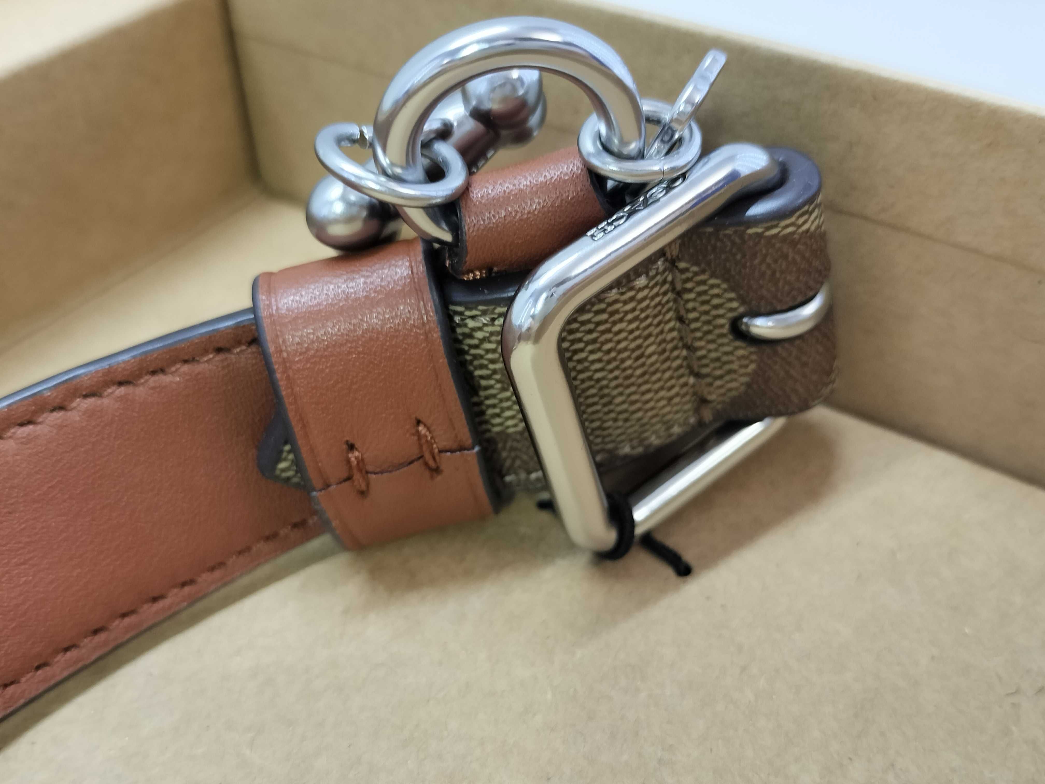 Coach Large Signature C Coated Canvas and Leather Dog Collar CH154 with Box