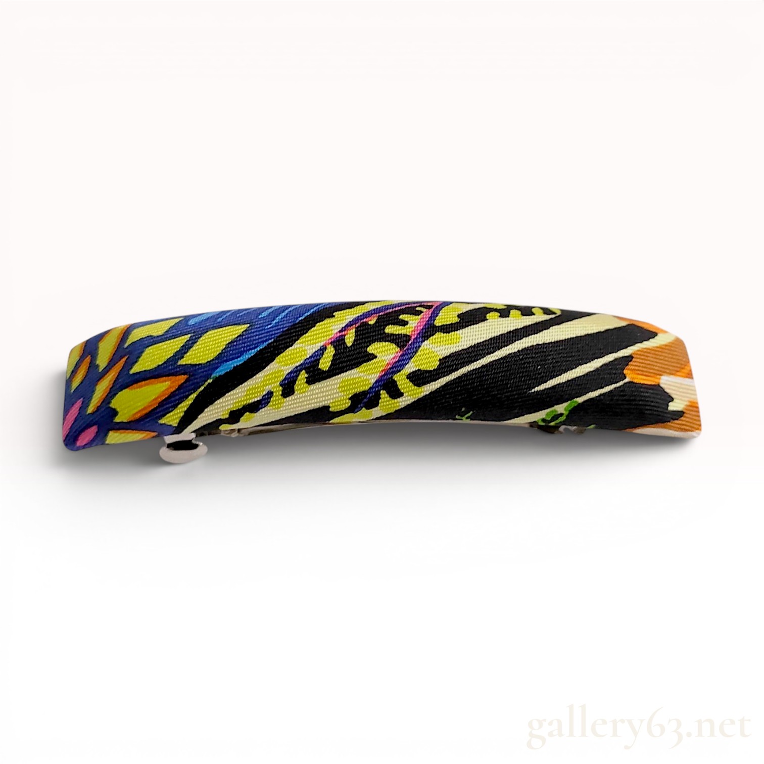Hermes Silk Twill Eclipse Barrette Hair Clip with Box