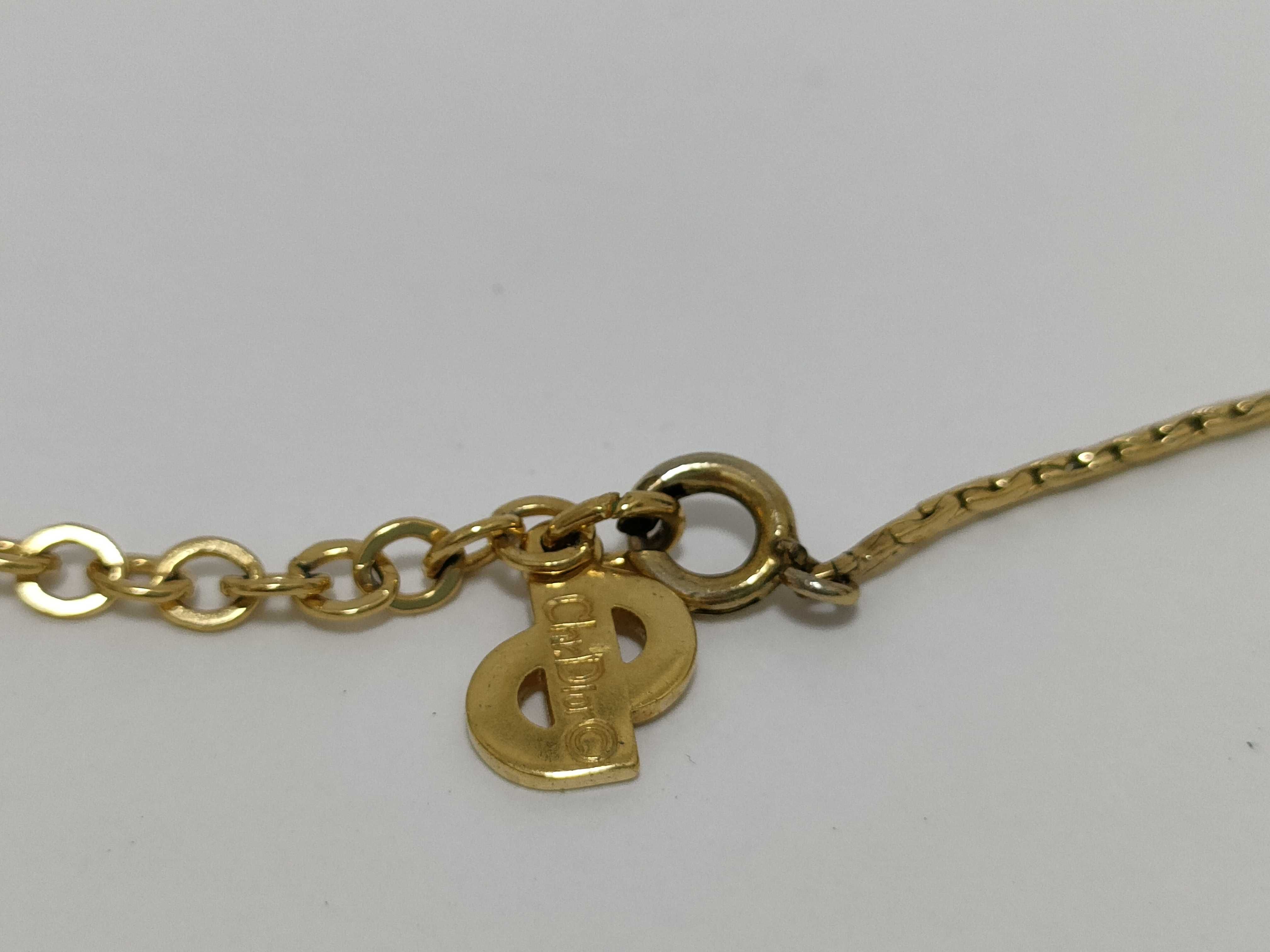 Vintage Christian Dior Gold Plated Faux Pearl and Rhinestone Pendant Necklace