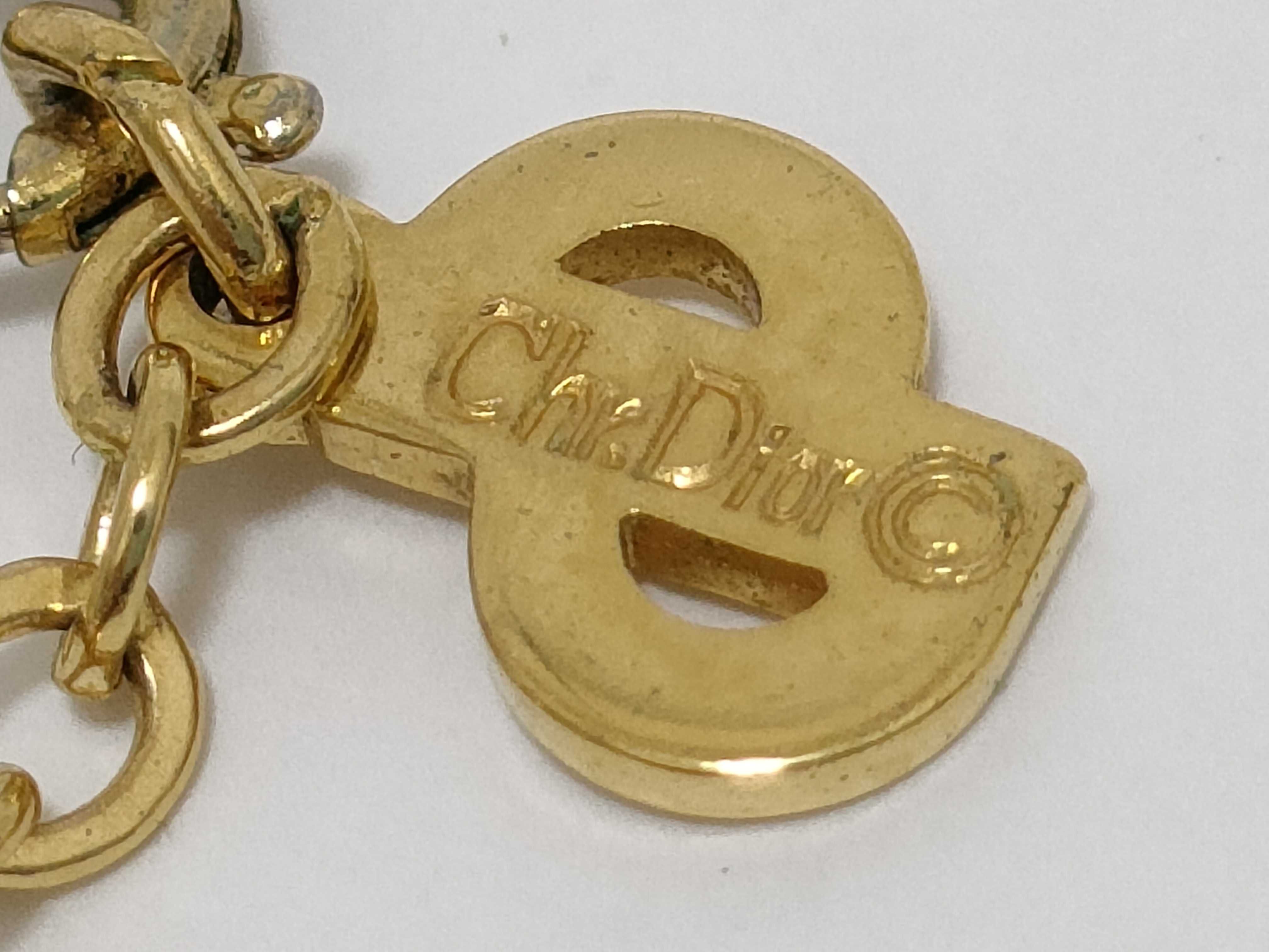 Vintage Christian Dior Gold Plated Faux Pearl and Rhinestone Pendant Necklace