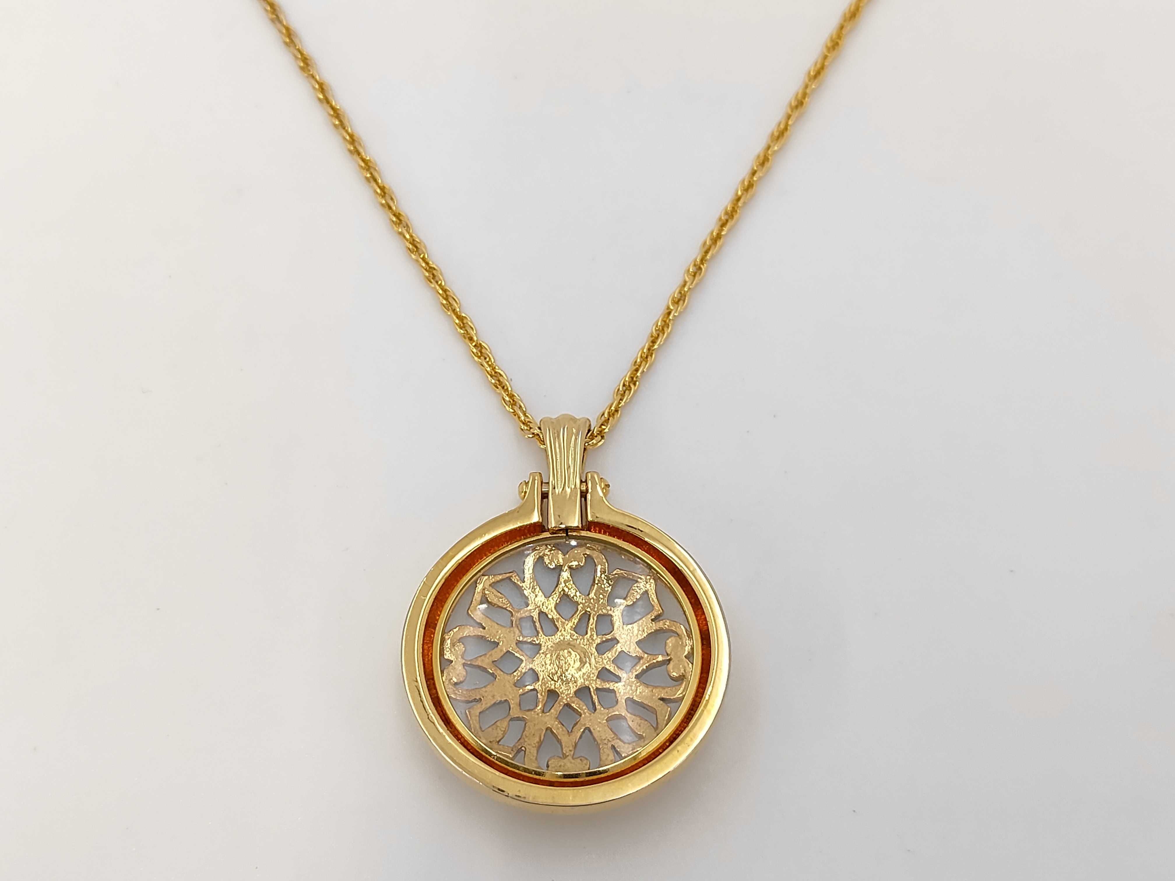 Mikimoto International Two Tone Filigree Magnifying Glass Pendant Necklace