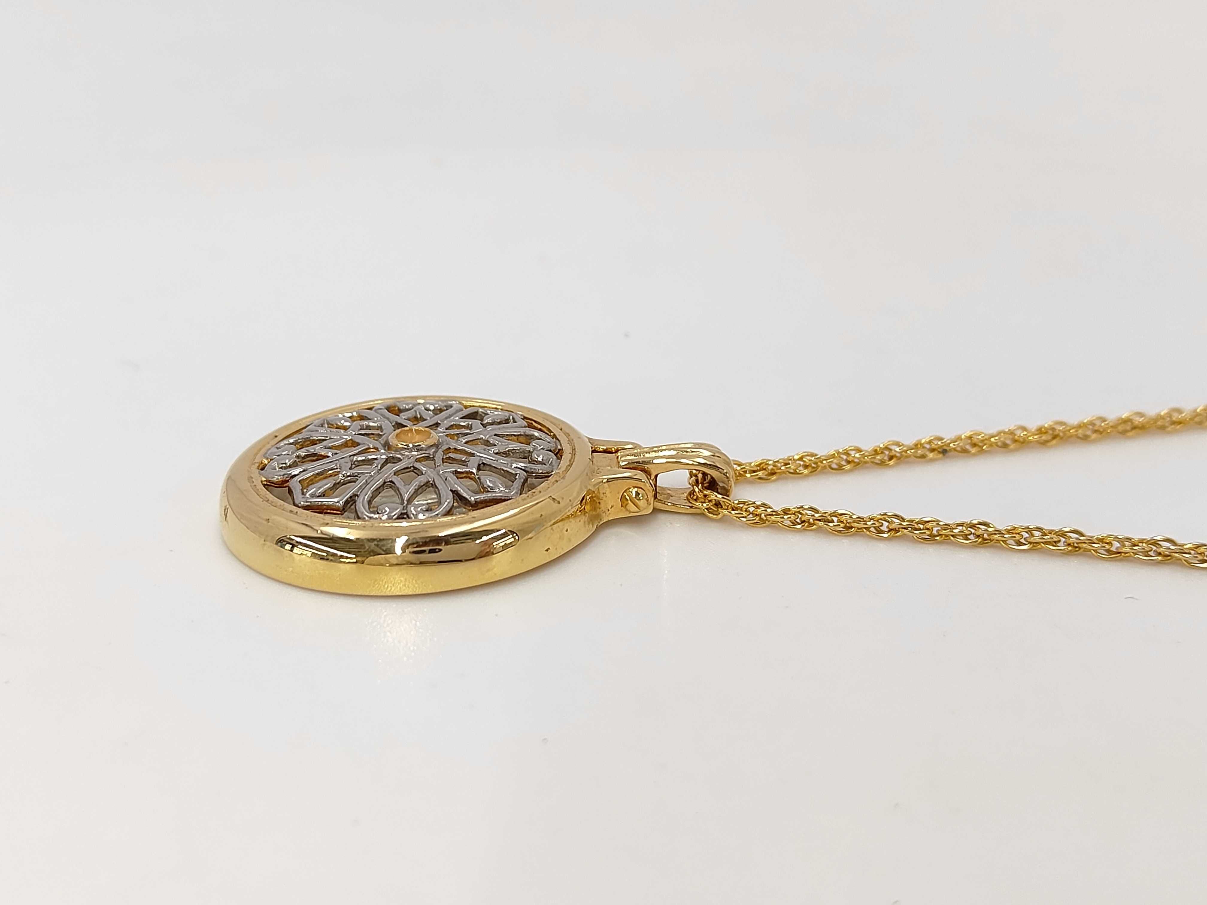 Mikimoto International Two Tone Filigree Magnifying Glass Pendant Necklace