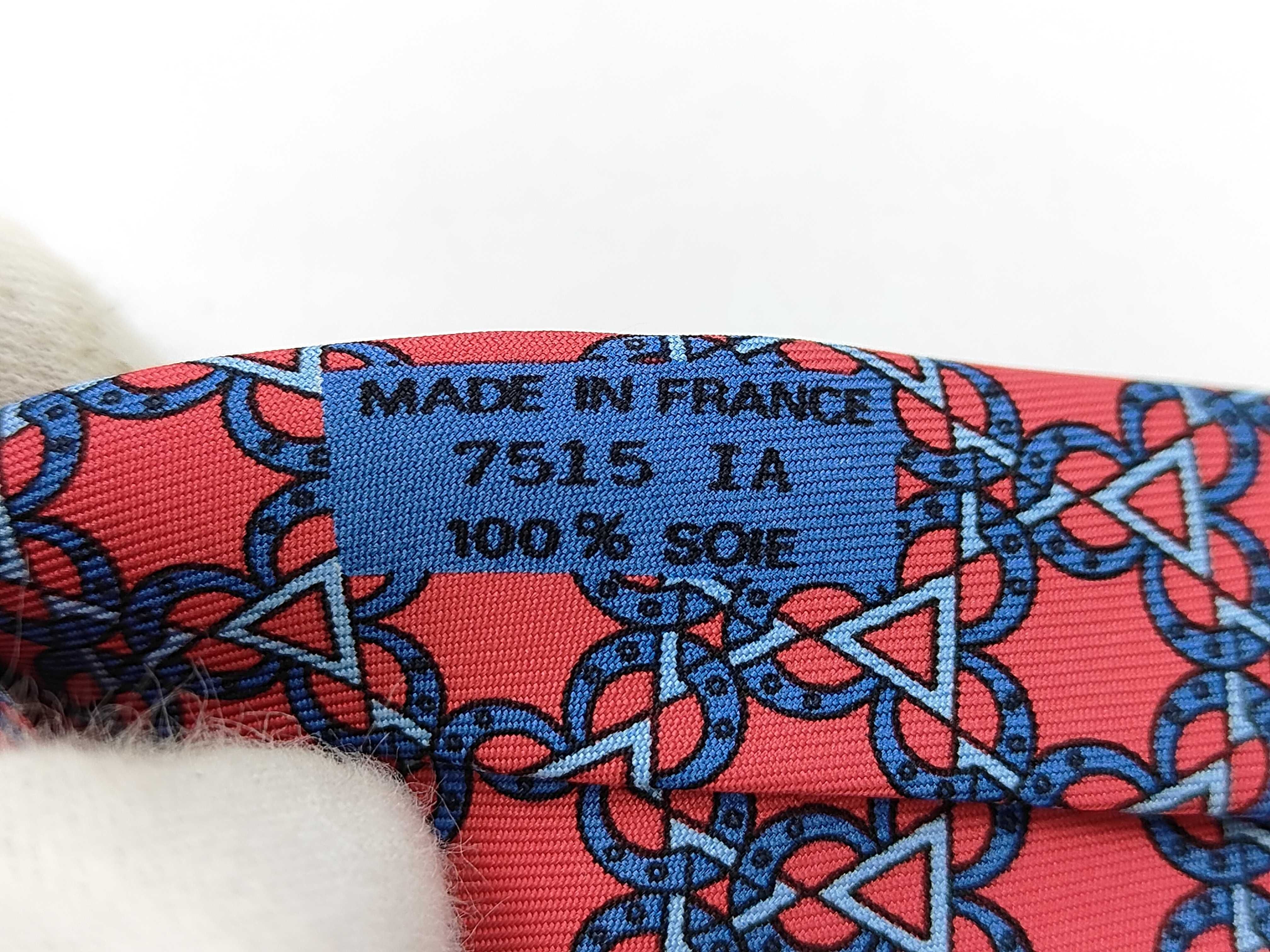 Hermes Red Geometric Pattern Silk Necktie