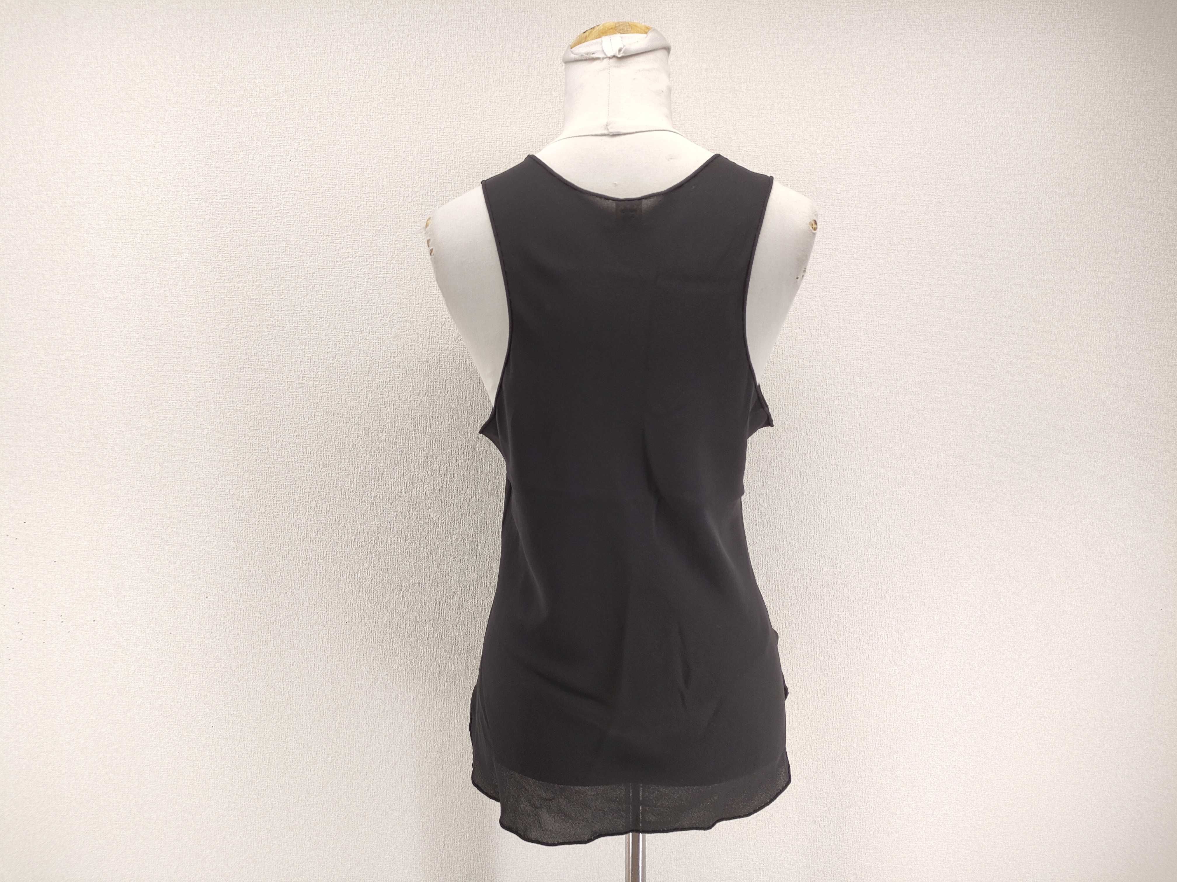 Hermes Black Silk Sleeveless Scoop Neck Top