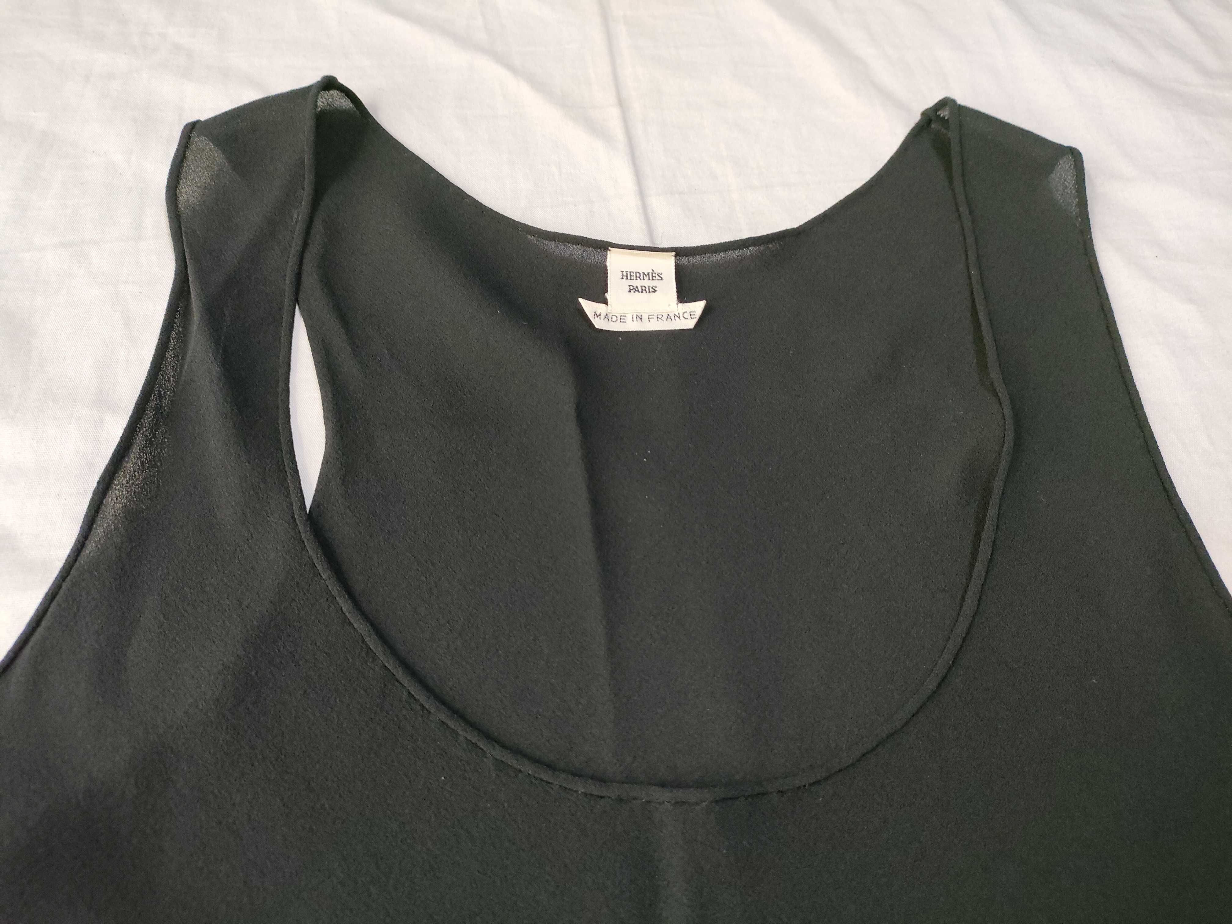 Hermes Black Silk Sleeveless Scoop Neck Top