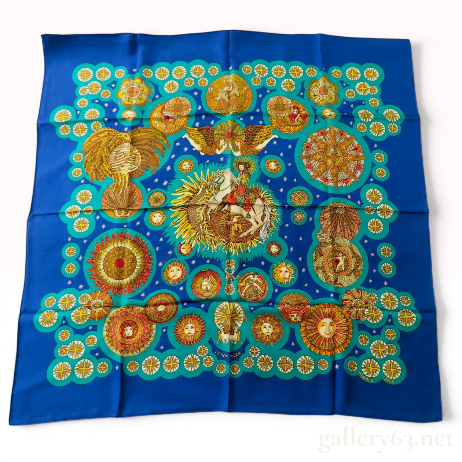 Hermes Le Roy Soleil Silk Carre 90 Scarf by Annie Faivre