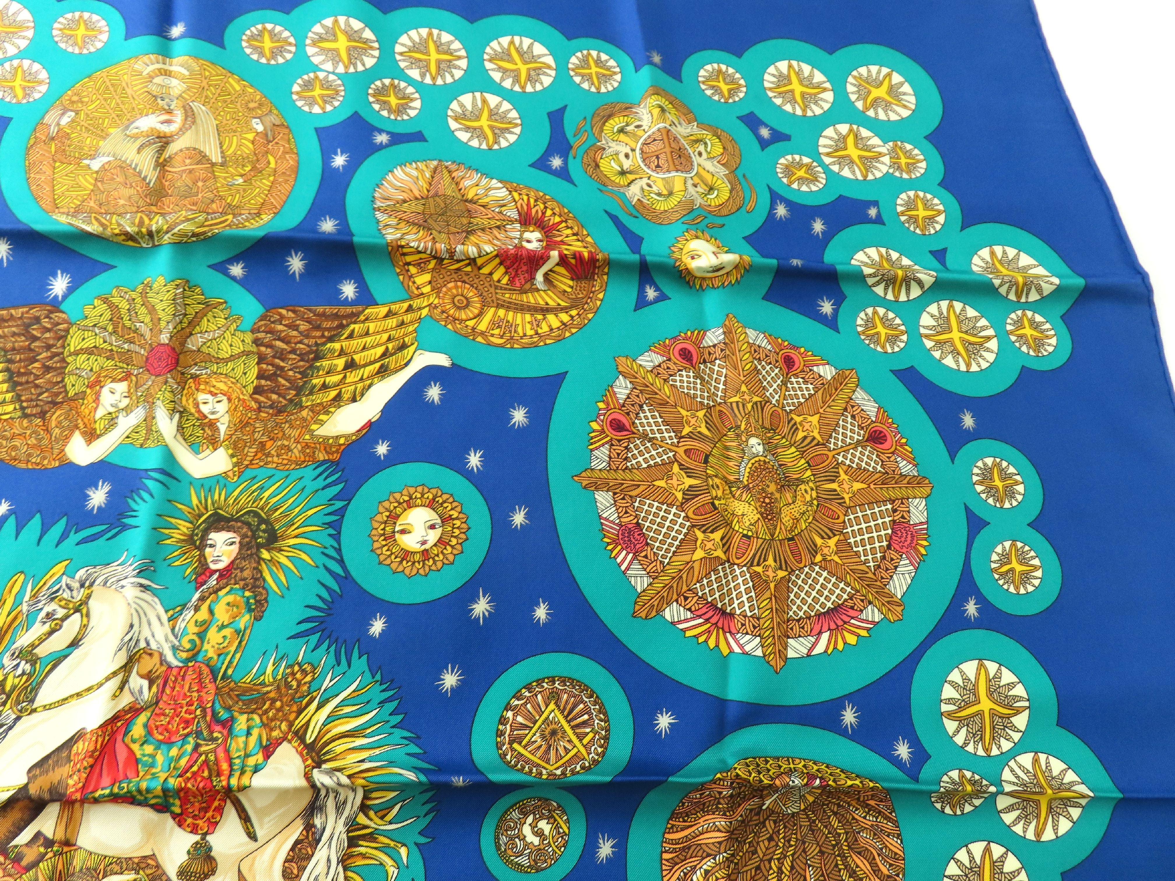 Hermes Le Roy Soleil Silk Carre 90 Scarf by Annie Faivre