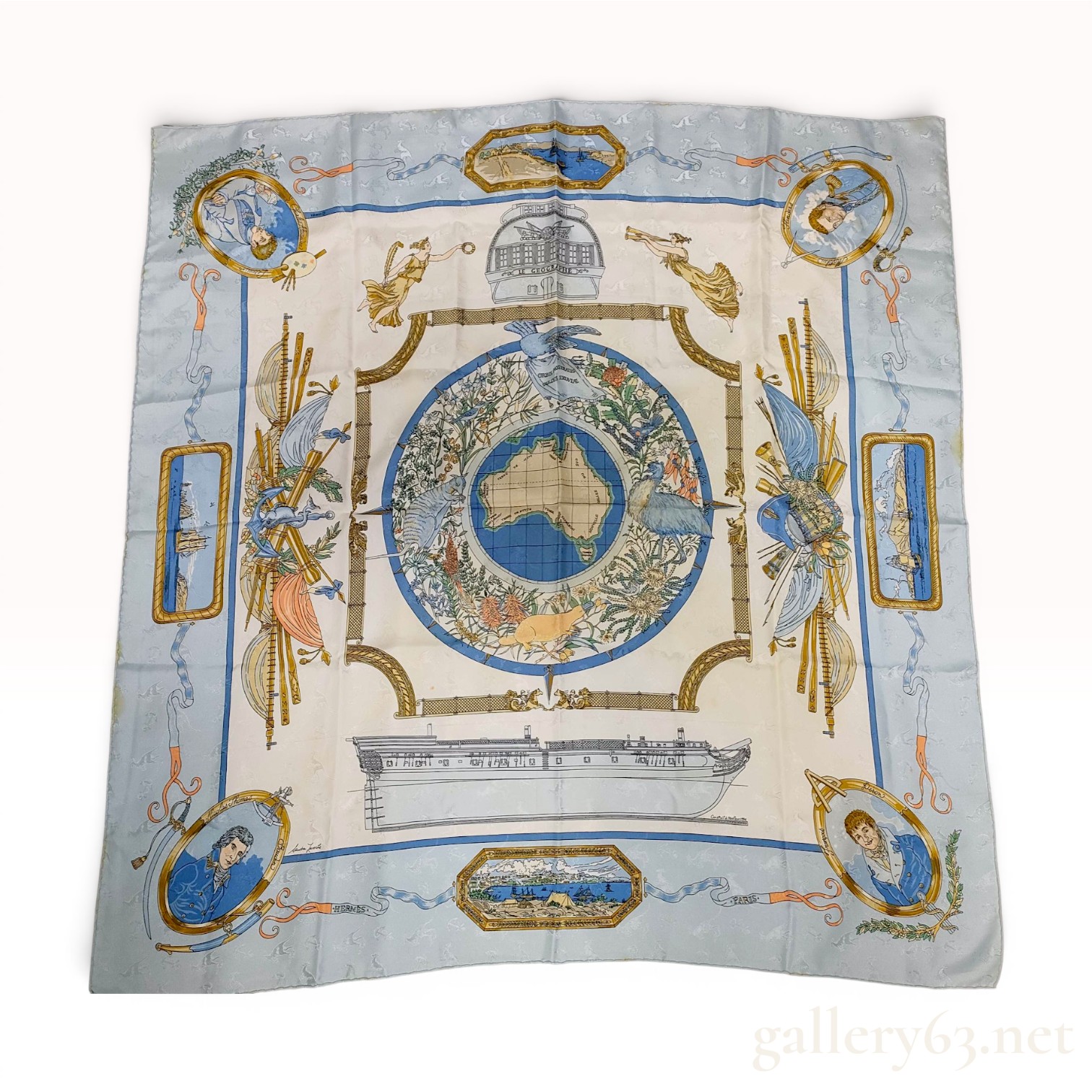 Hermes Le Geographe Silk Jacquard Scarf by Sandra Laroche