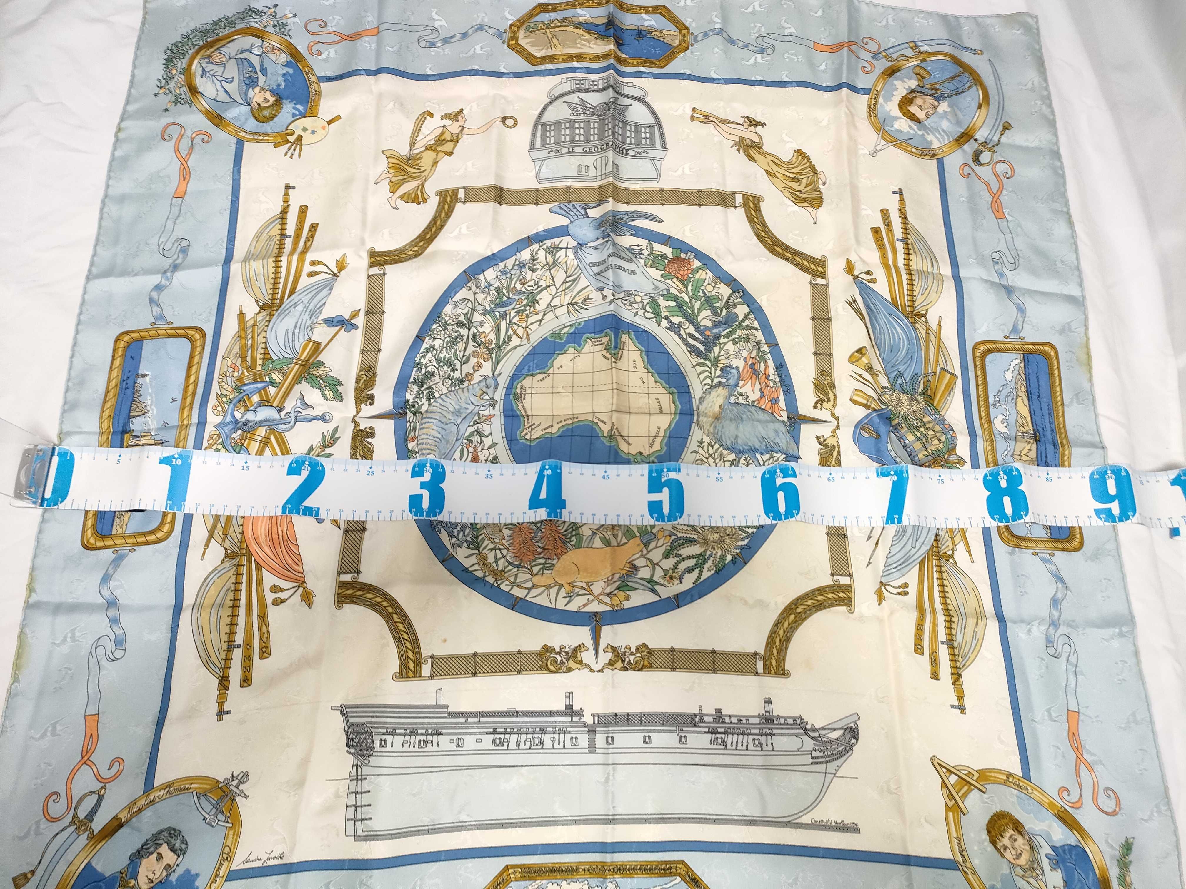Hermes Le Geographe Silk Jacquard Scarf by Sandra Laroche