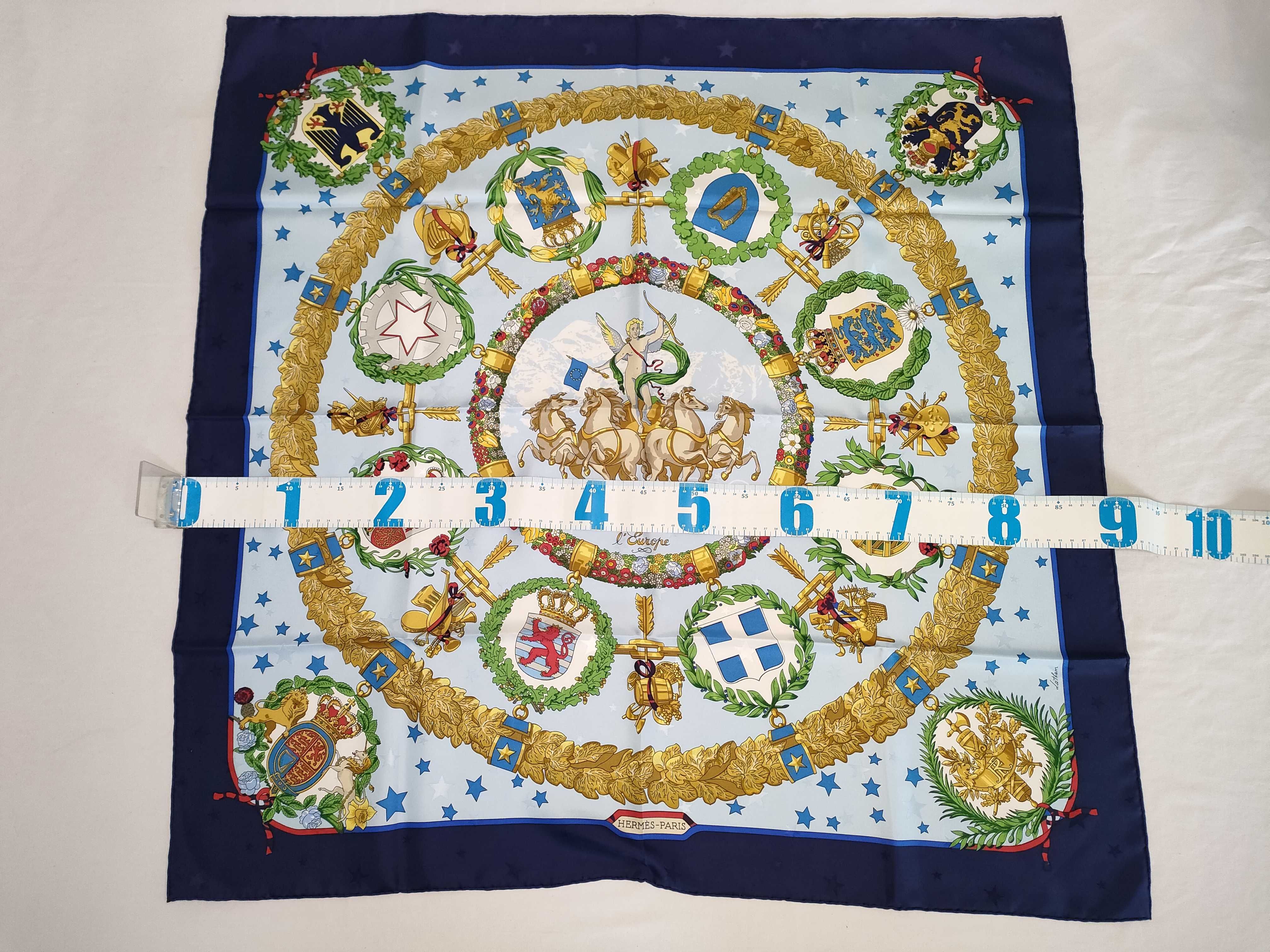 Hermes Emblemes de l'Europe Silk Scarf by Caty Latham with Box