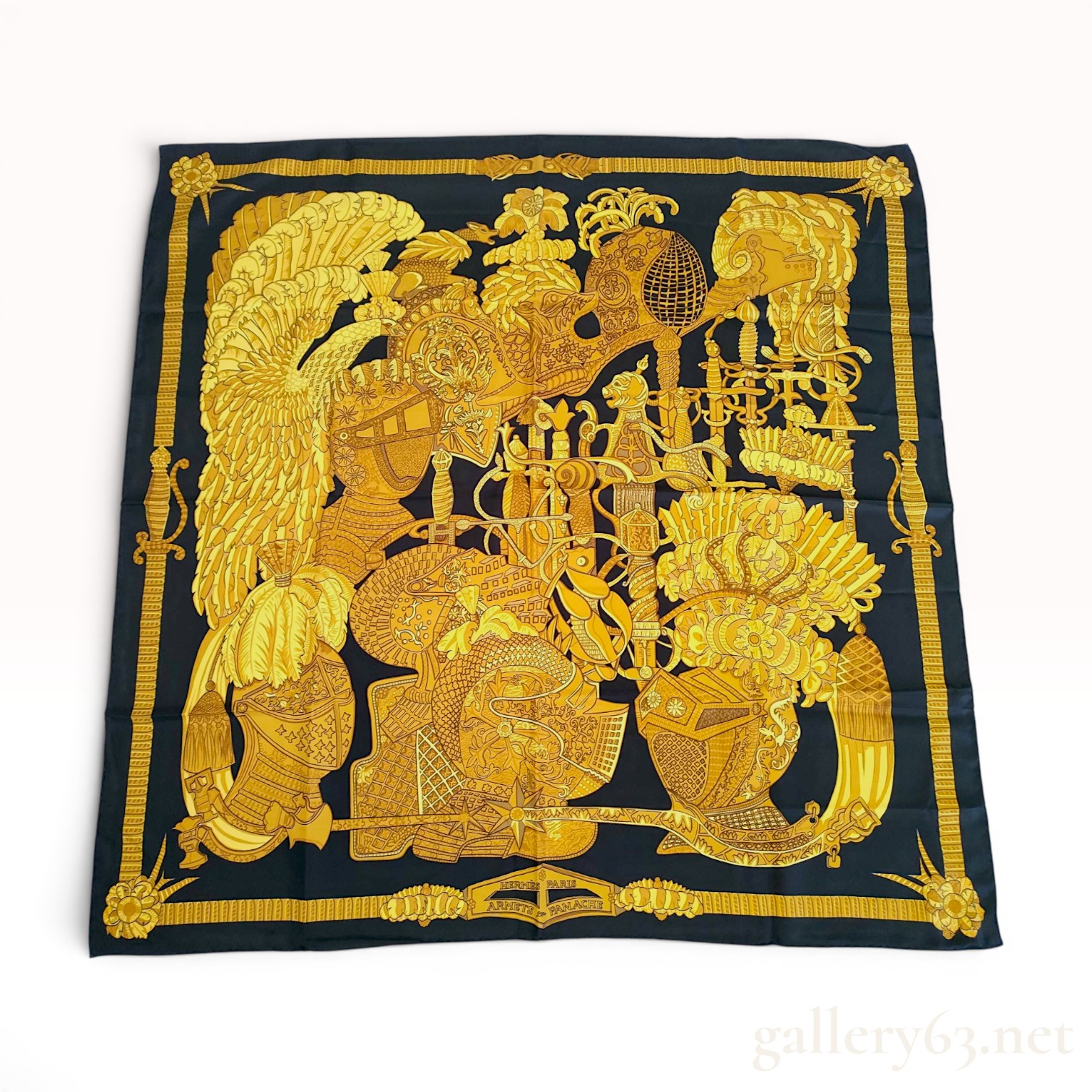 Hermes Armets en Panache Silk Scarf 90cm Carre by Annie Faivre with Box