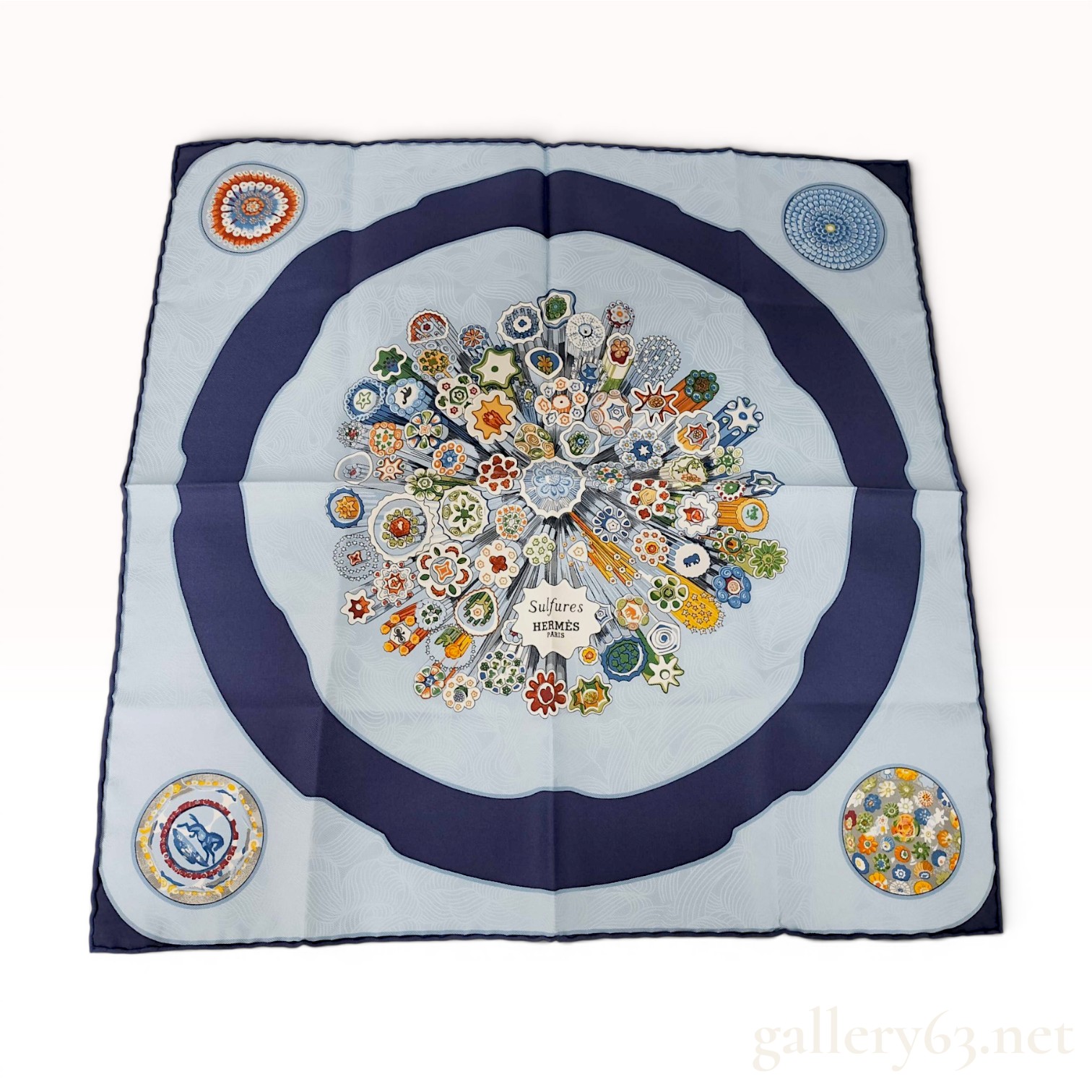 Hermes Sulfures Silk Gavroche Scarf