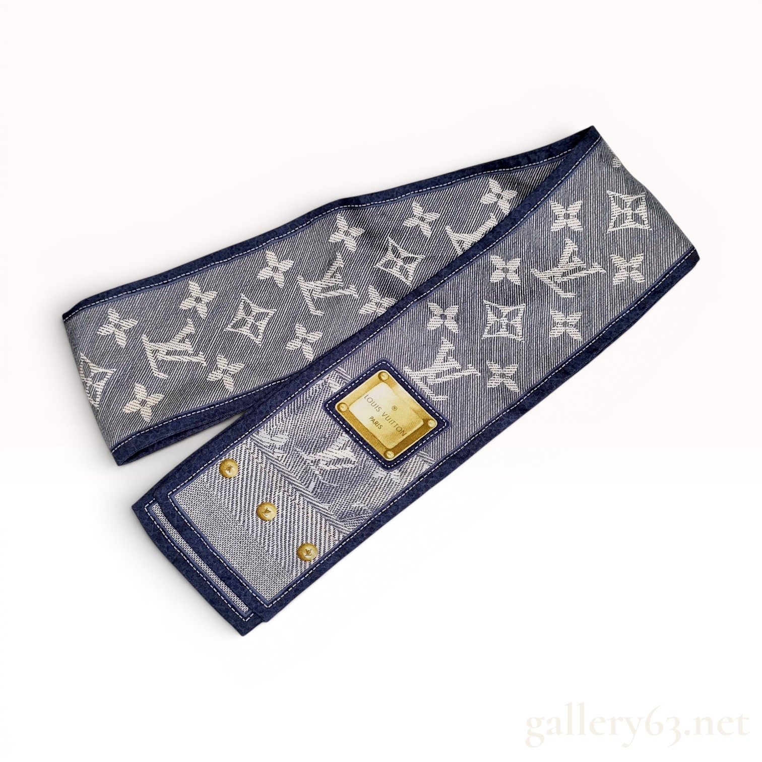 Louis Vuitton Monogram Denim Silk Bandeau Scarf