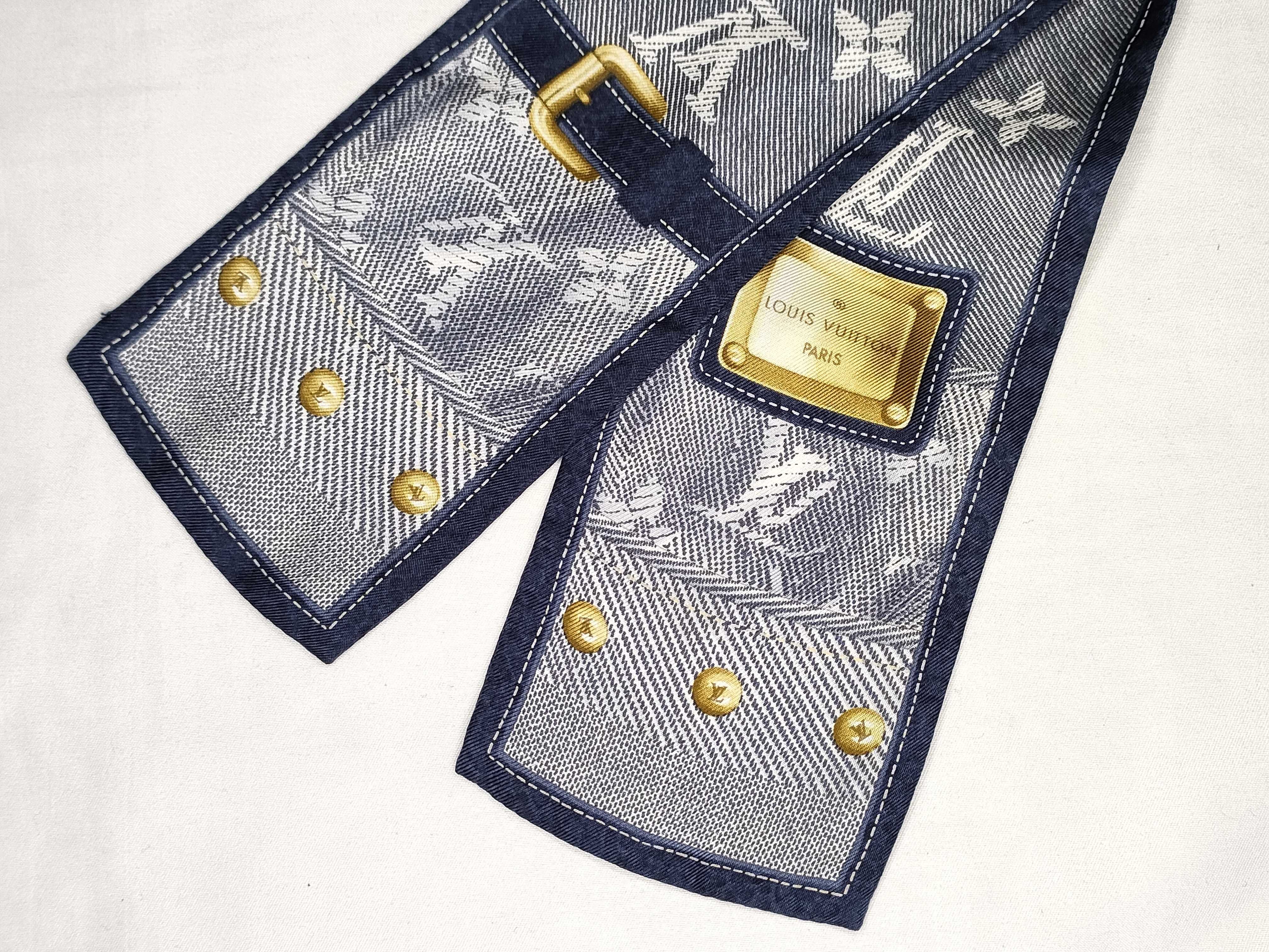 Louis Vuitton Monogram Denim Silk Bandeau Scarf