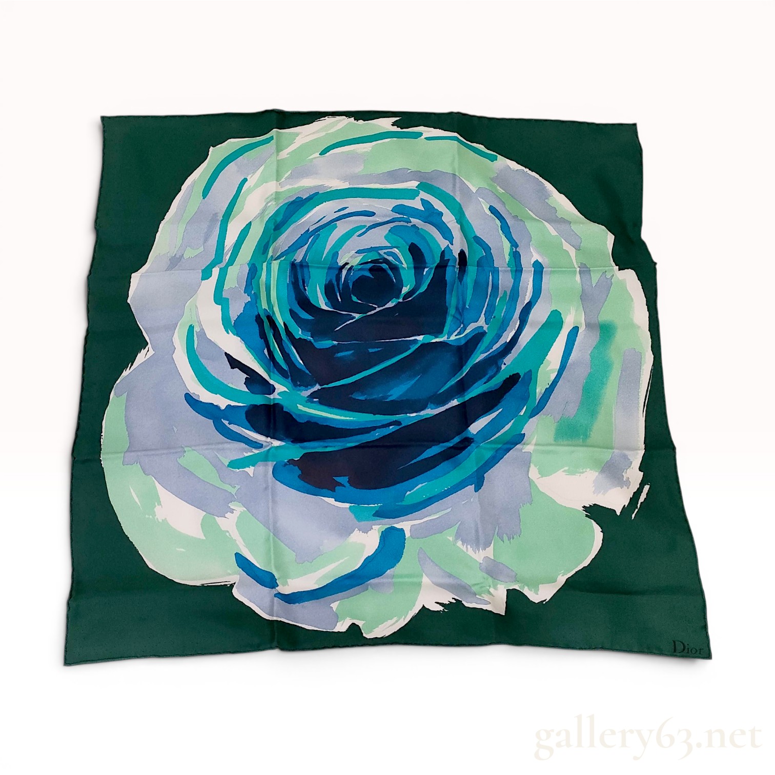 Christian Dior Rose Print Silk Scarf with Original Box