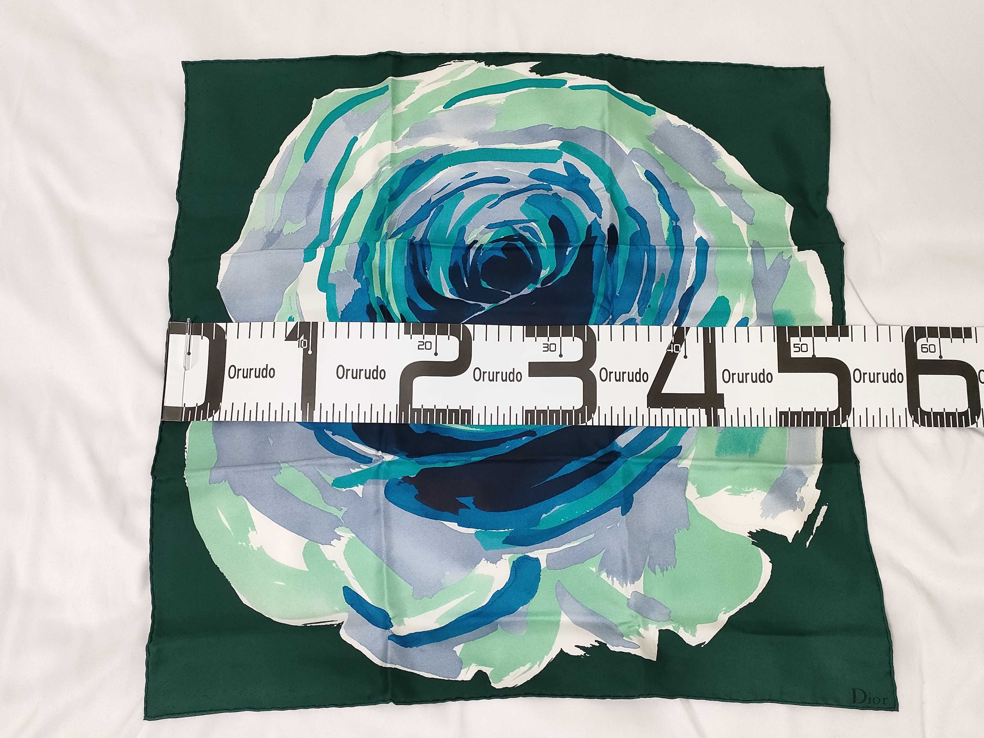 Christian Dior Rose Print Silk Scarf with Original Box
