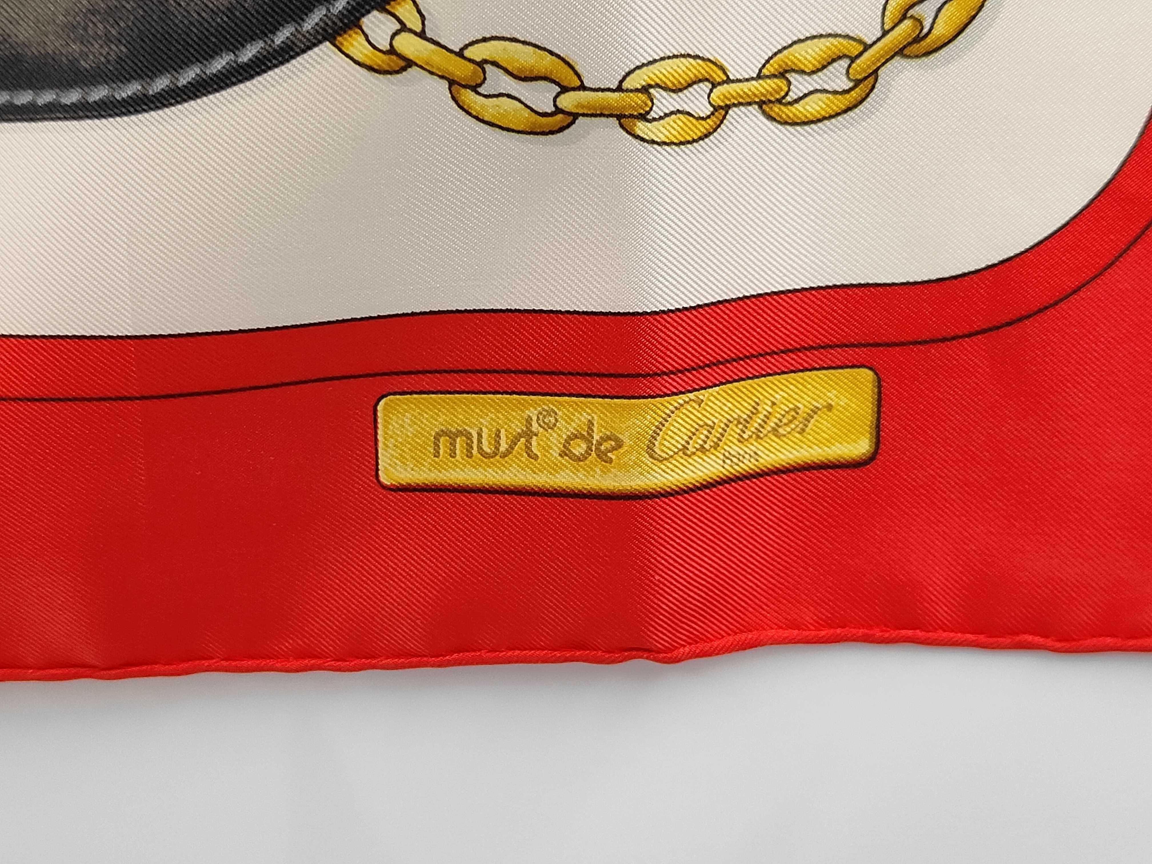 Must de Cartier Silk Scarf with Equestrian and Chain Motif