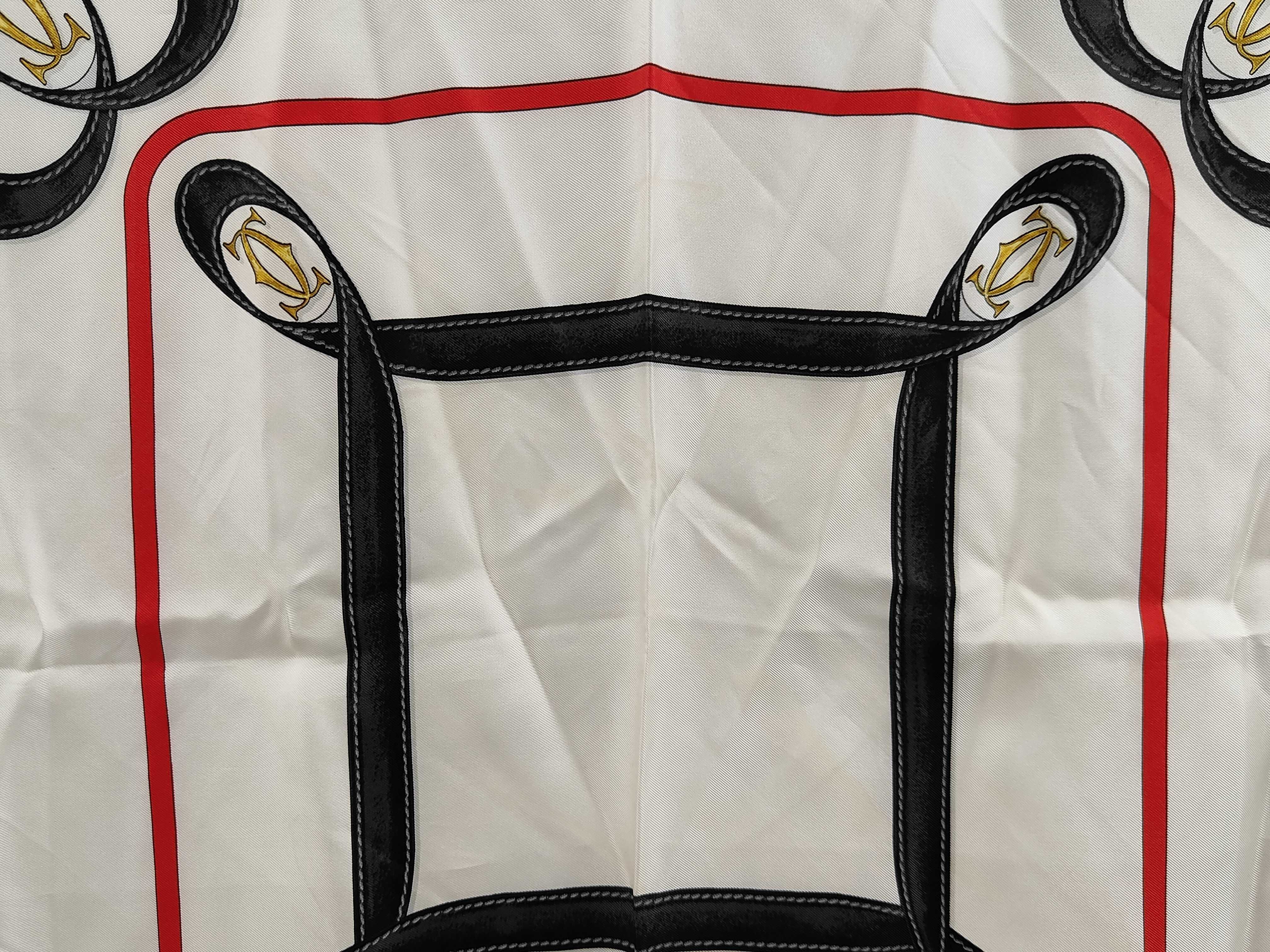 Must de Cartier Silk Scarf with Equestrian and Chain Motif