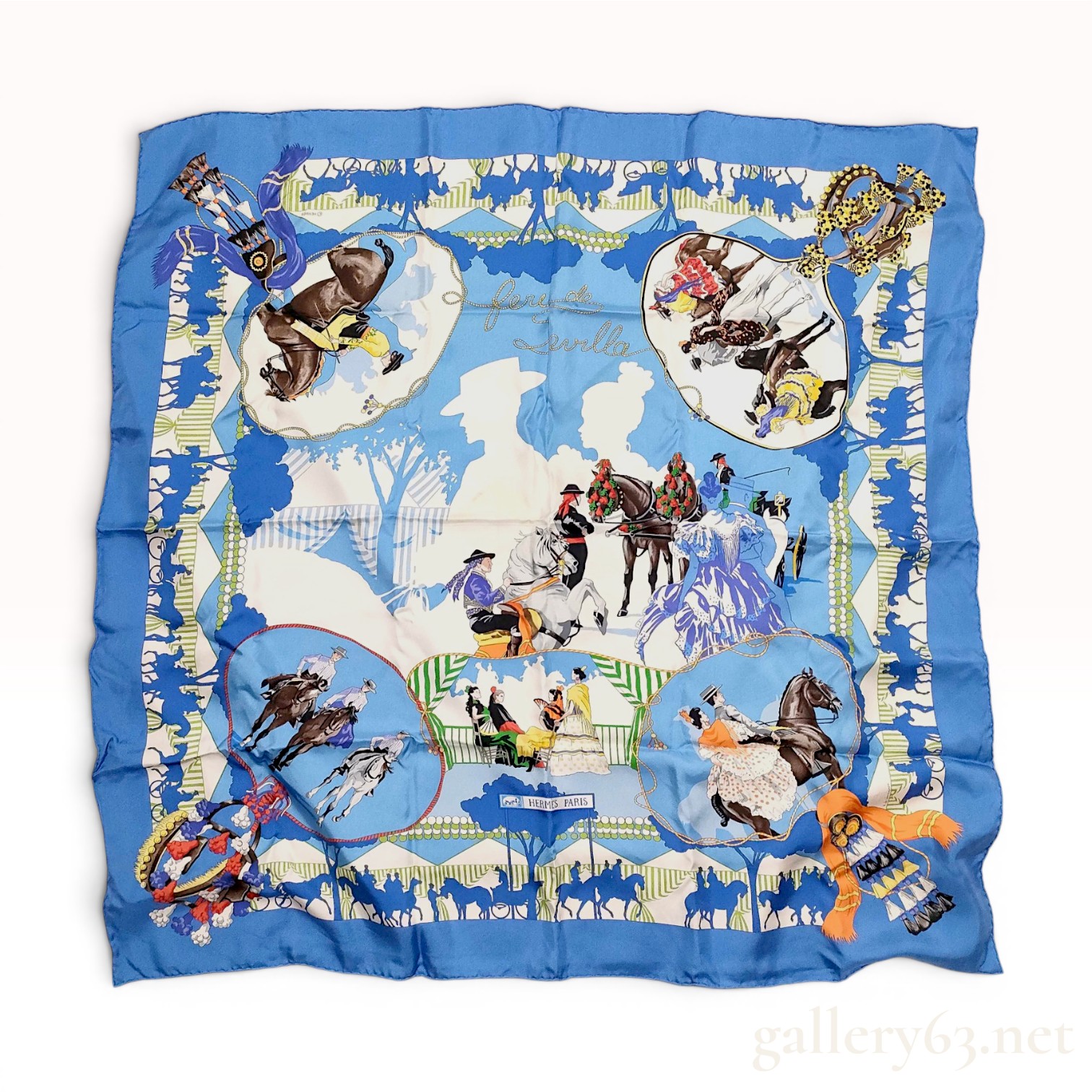 Hermes Feria de Sevilla Silk Scarf by Hubert de Watrigant with Box