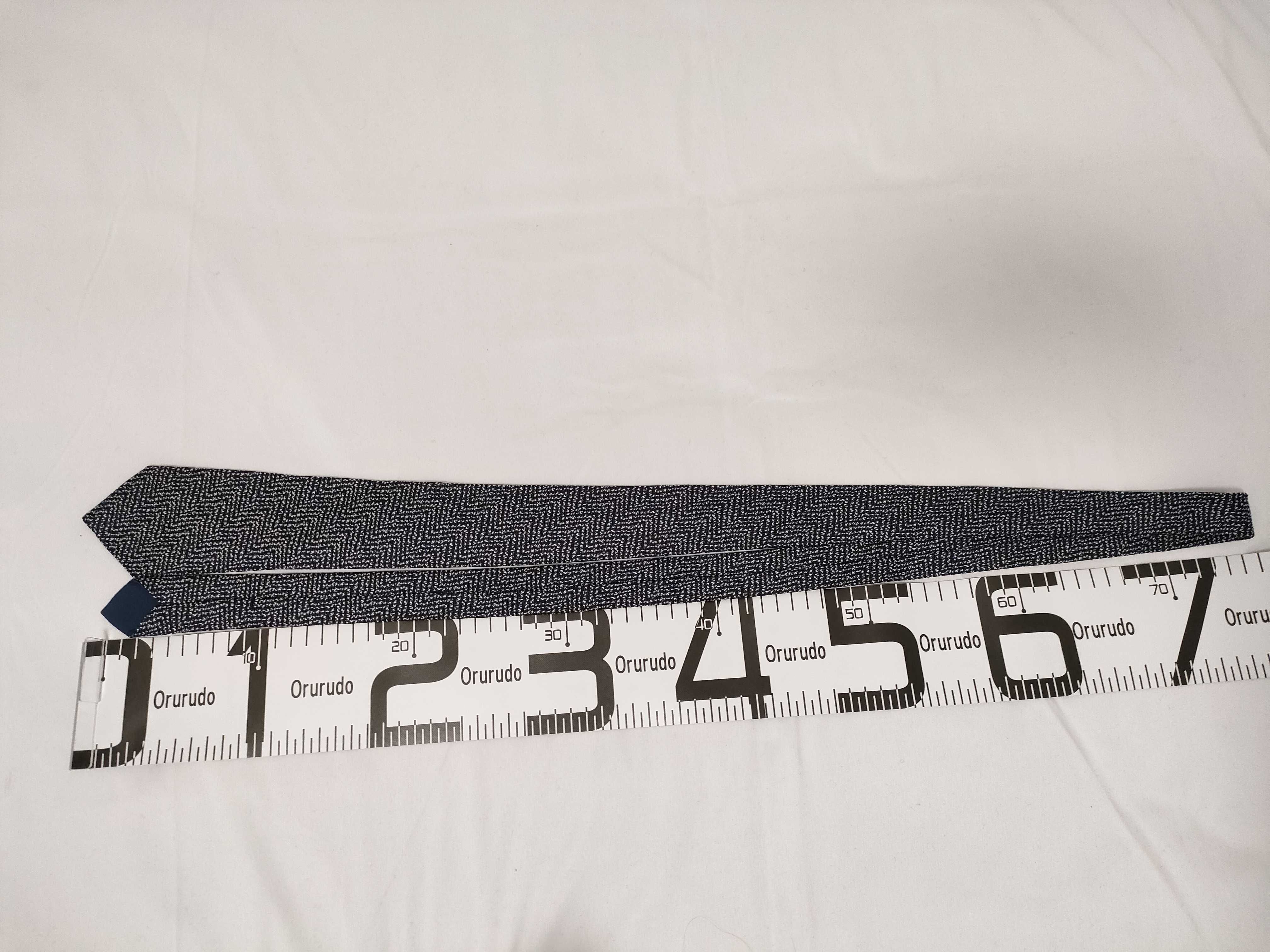 Bottega Veneta Blue and Black Zigzag Woven Necktie