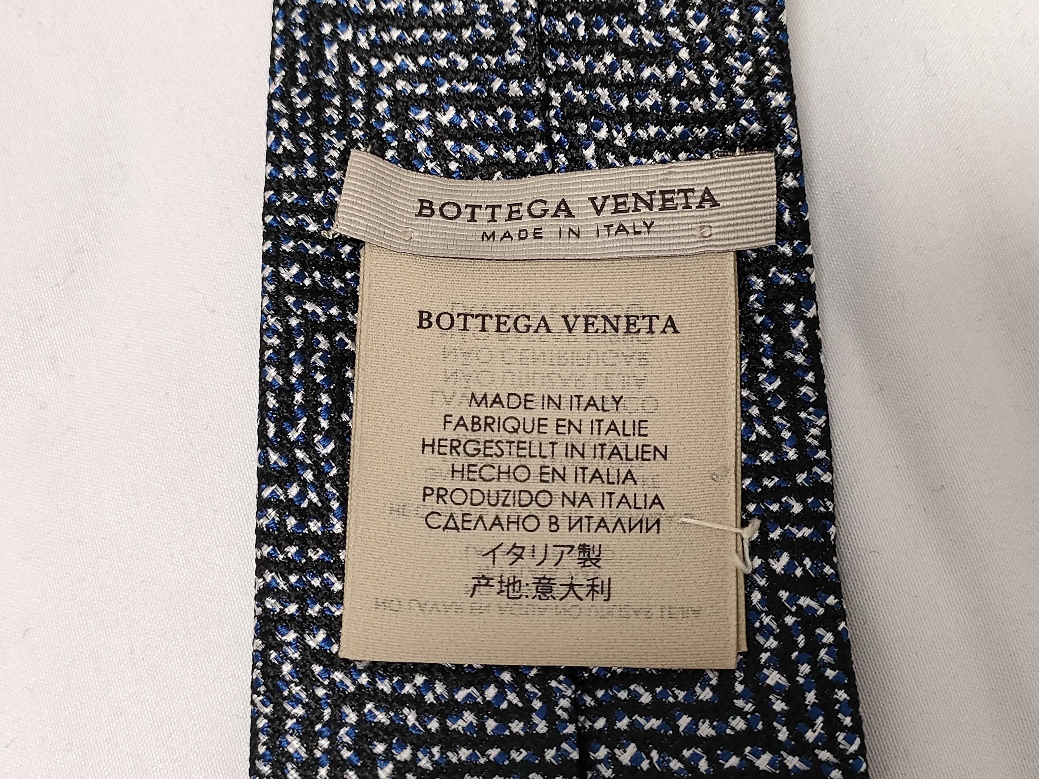 Bottega Veneta Blue and Black Zigzag Woven Necktie
