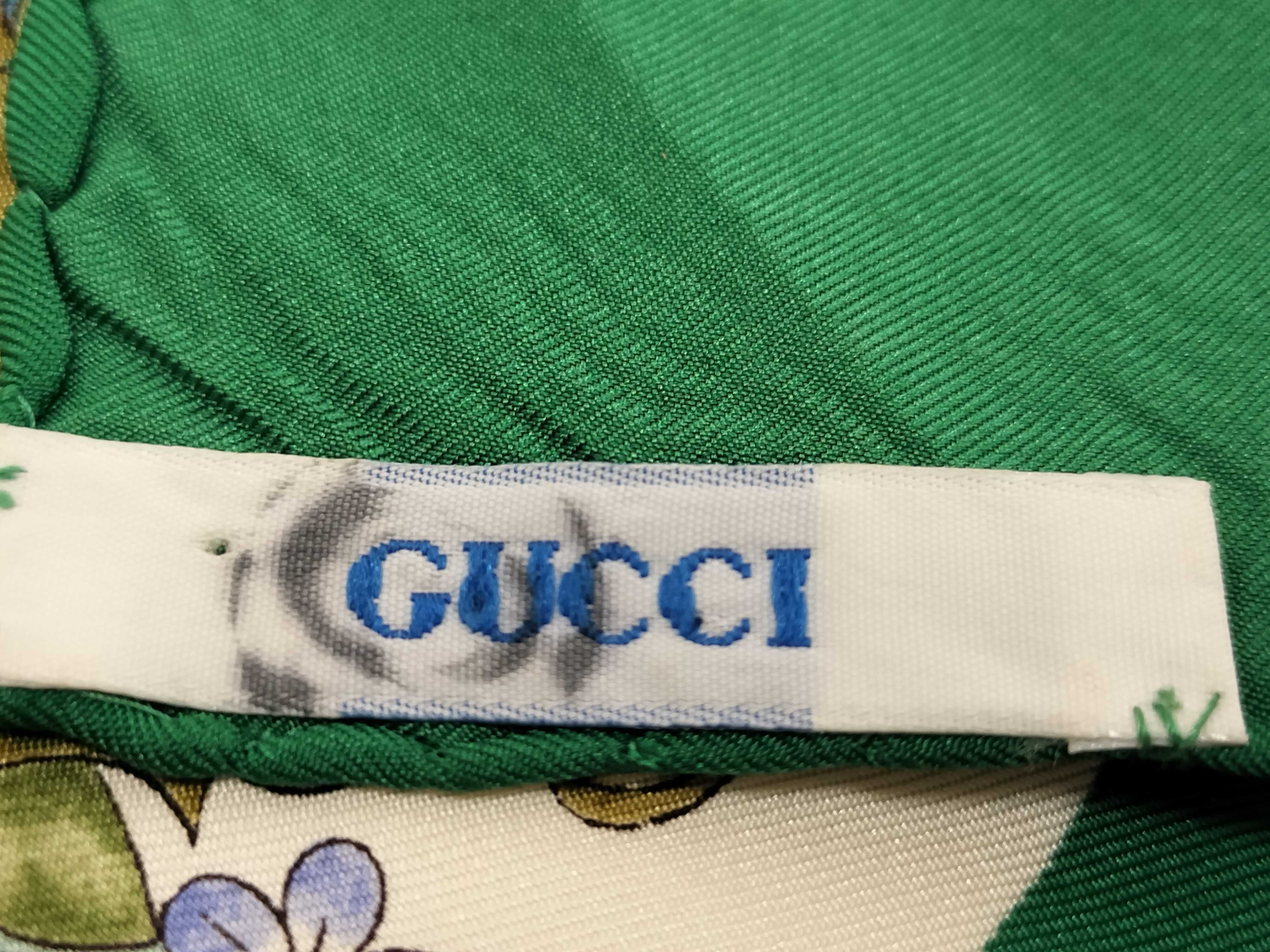 Gucci Vittorio Accornero Flora Pattern Silk Scarf with Green Border