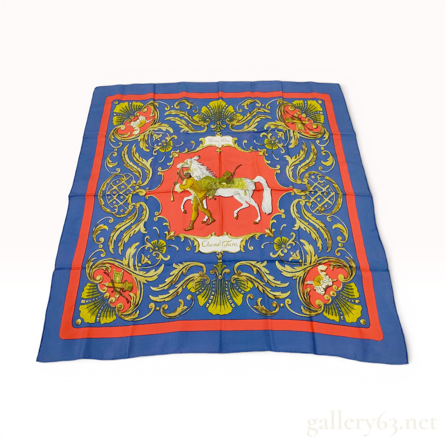 Hermes Silk Carre Scarf Cheval Turc Pattern by Christiane Vauzelles