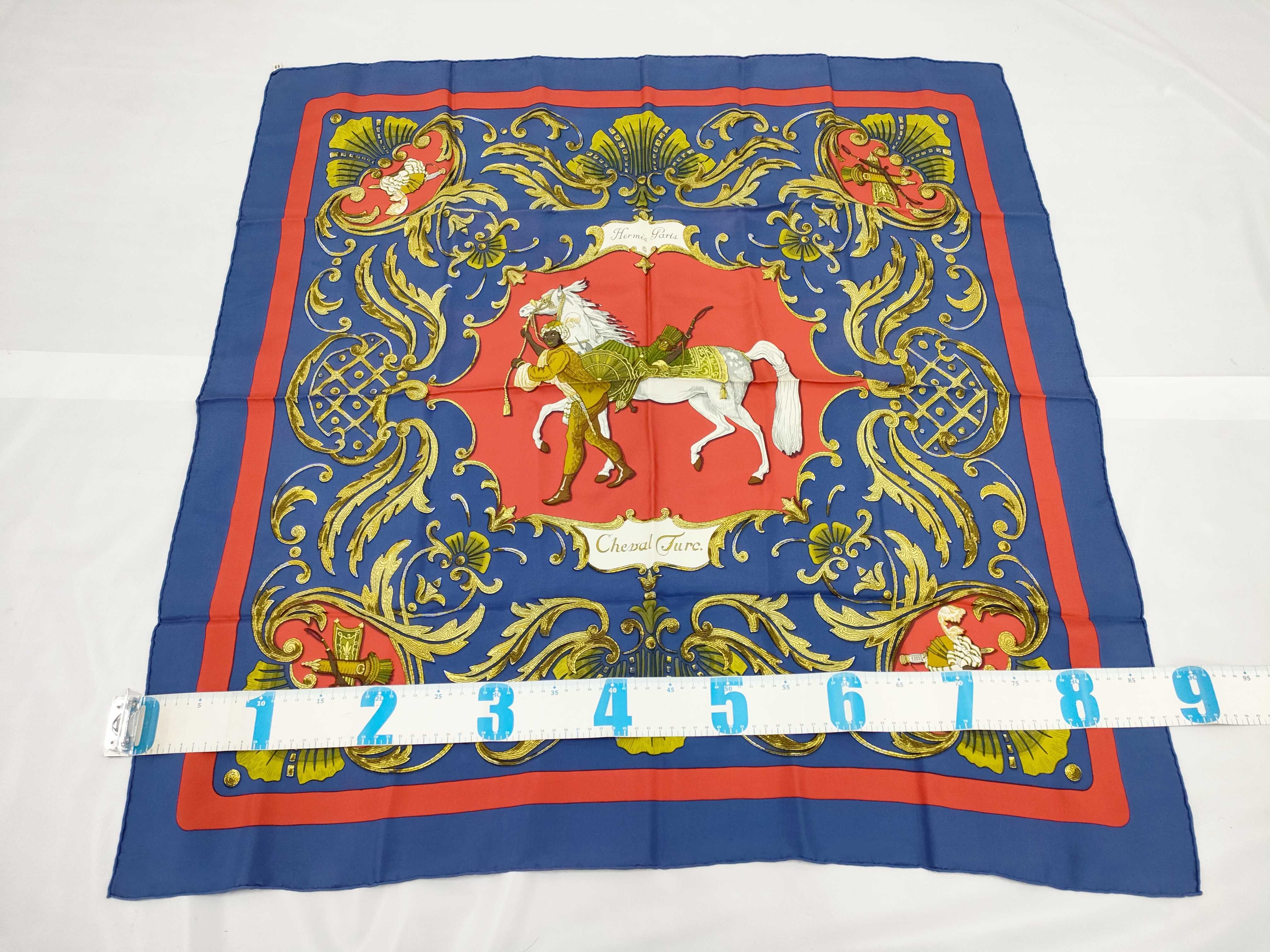 Hermes Silk Carre Scarf Cheval Turc Pattern by Christiane Vauzelles