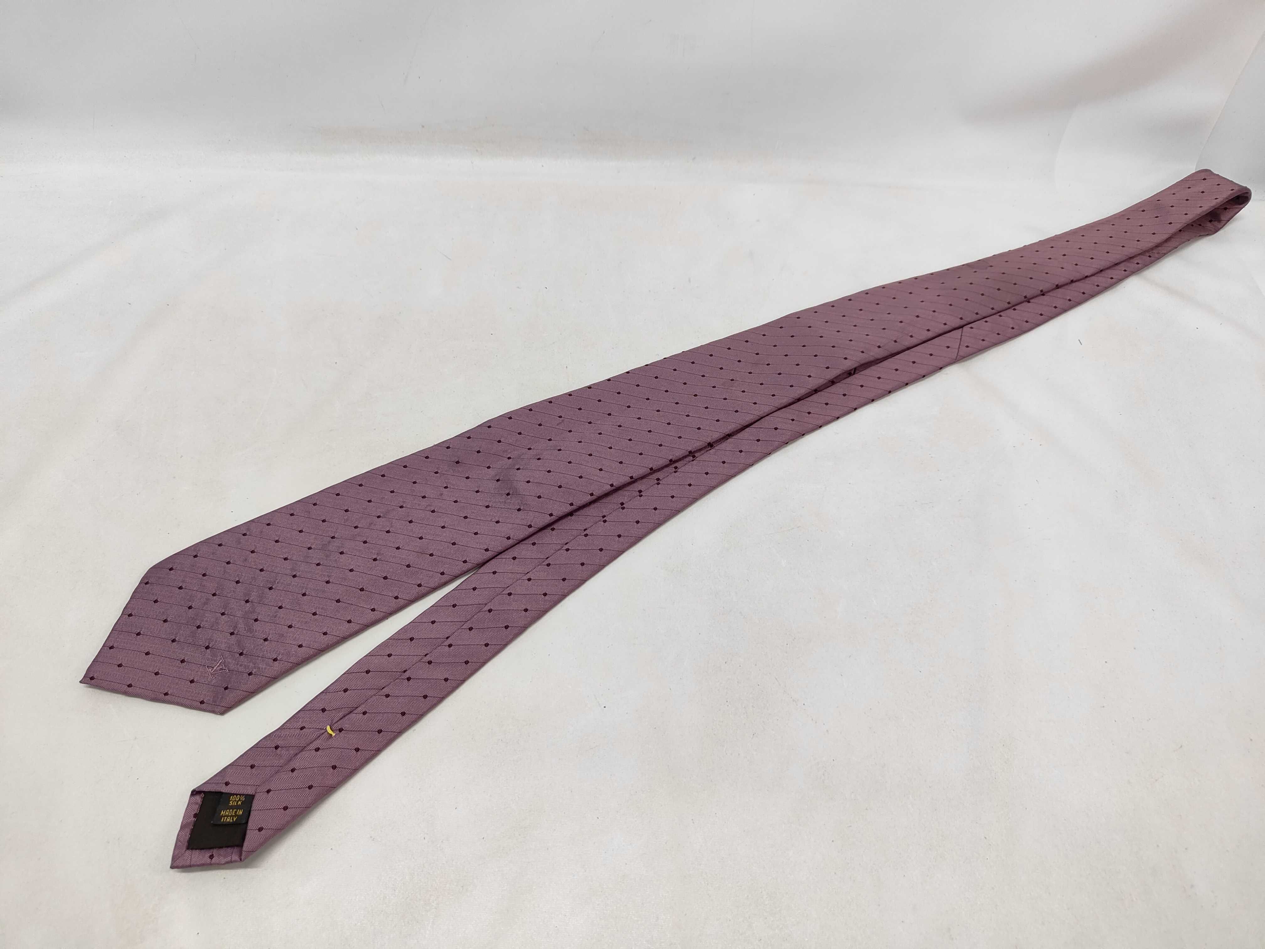 Louis Vuitton 100% Silk Herringbone Polka Dot Necktie