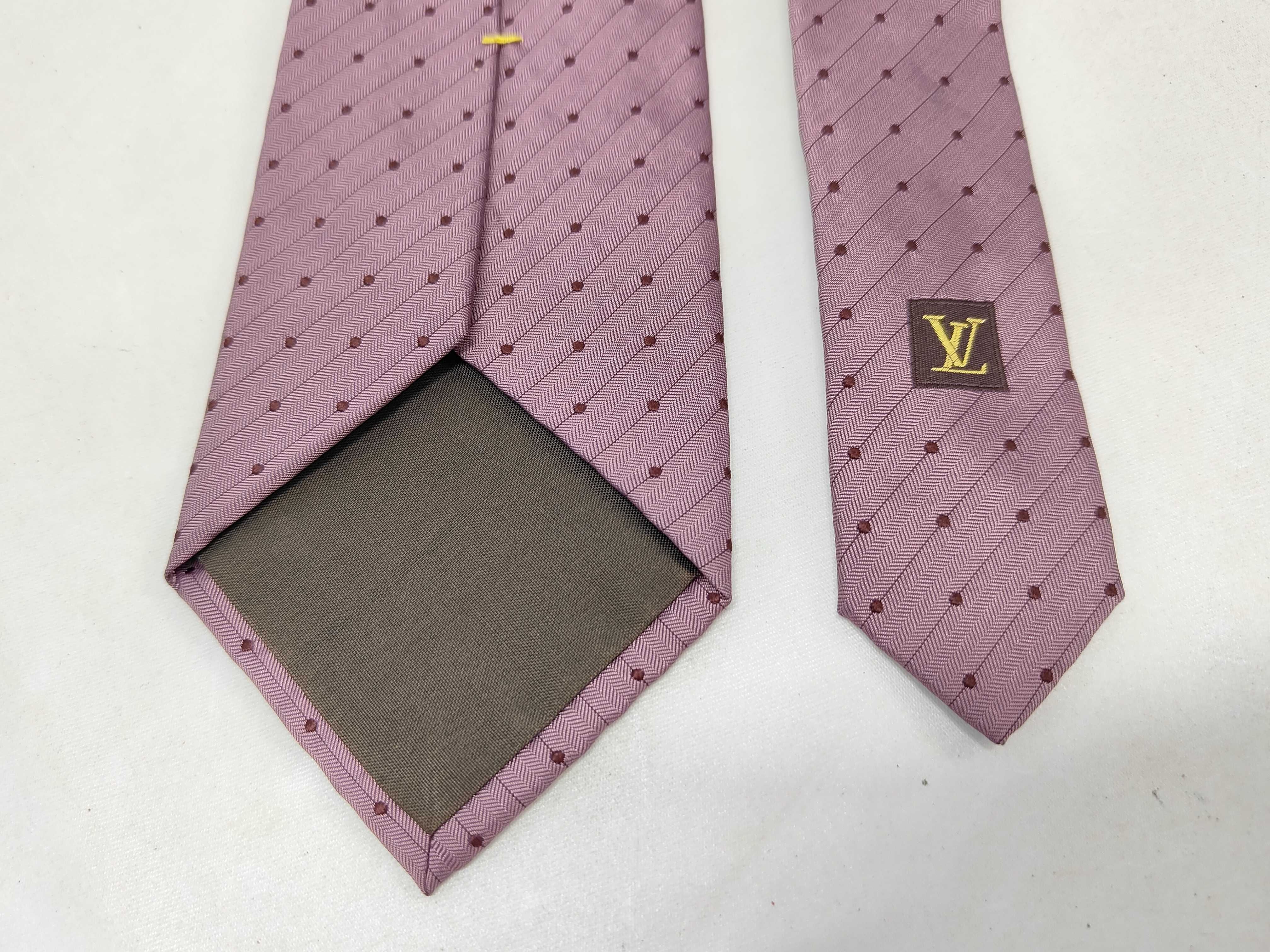 Louis Vuitton 100% Silk Herringbone Polka Dot Necktie