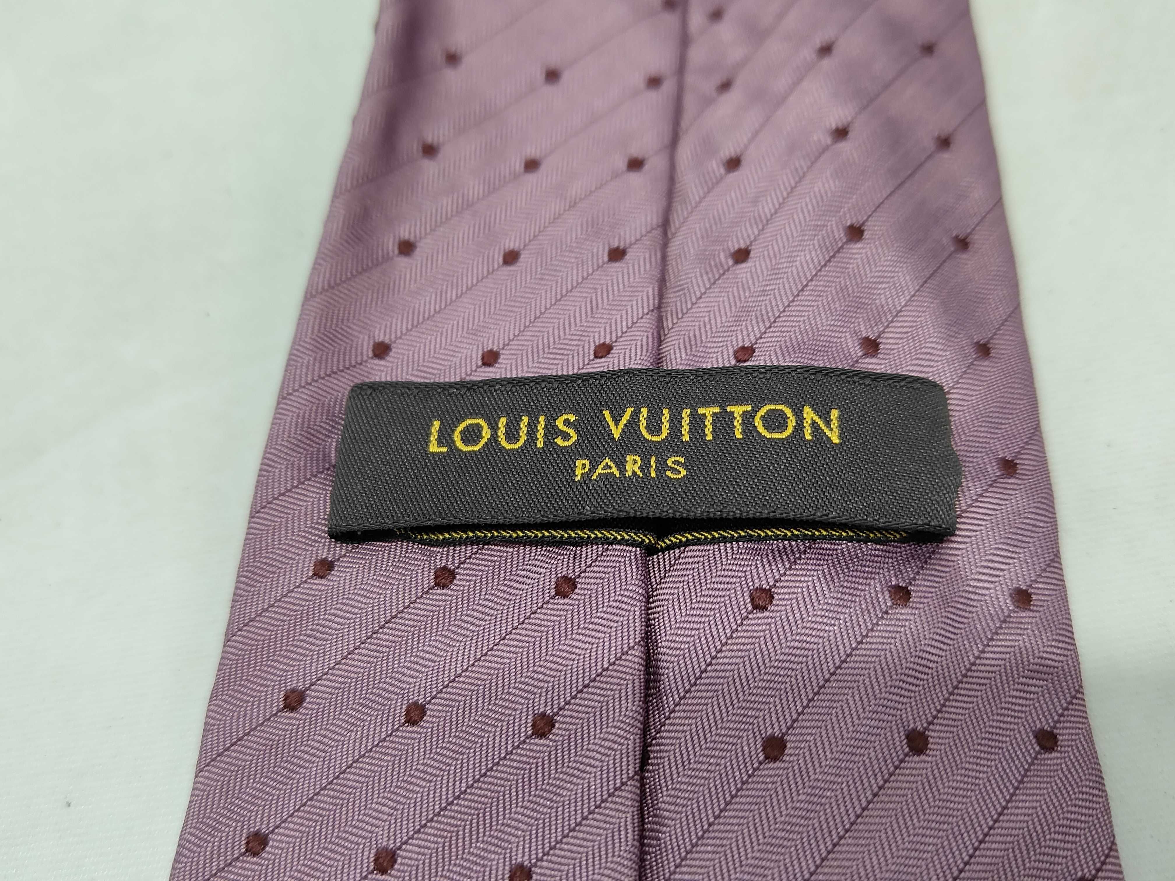 Louis Vuitton 100% Silk Herringbone Polka Dot Necktie