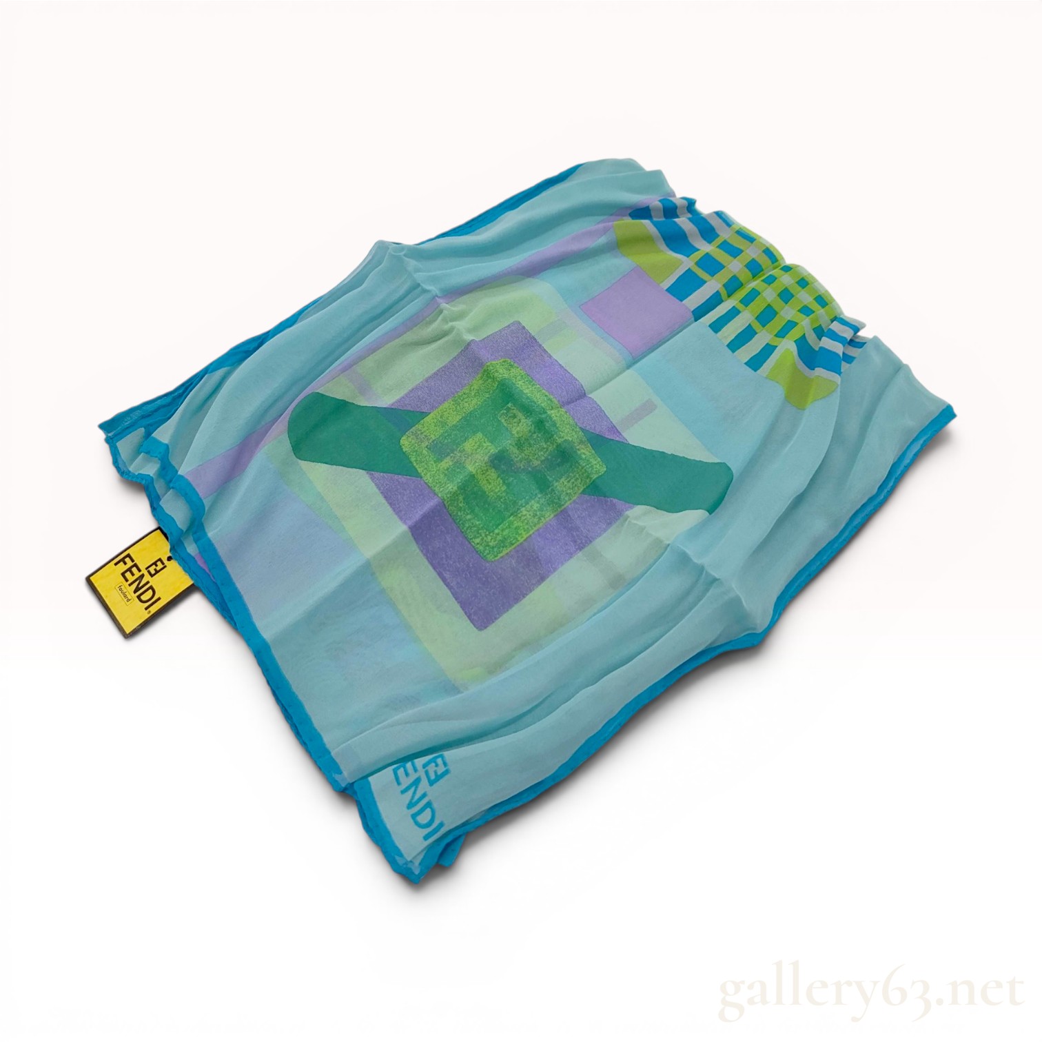 Fendi Geometric Patchwork Silk Foulard Scarf
